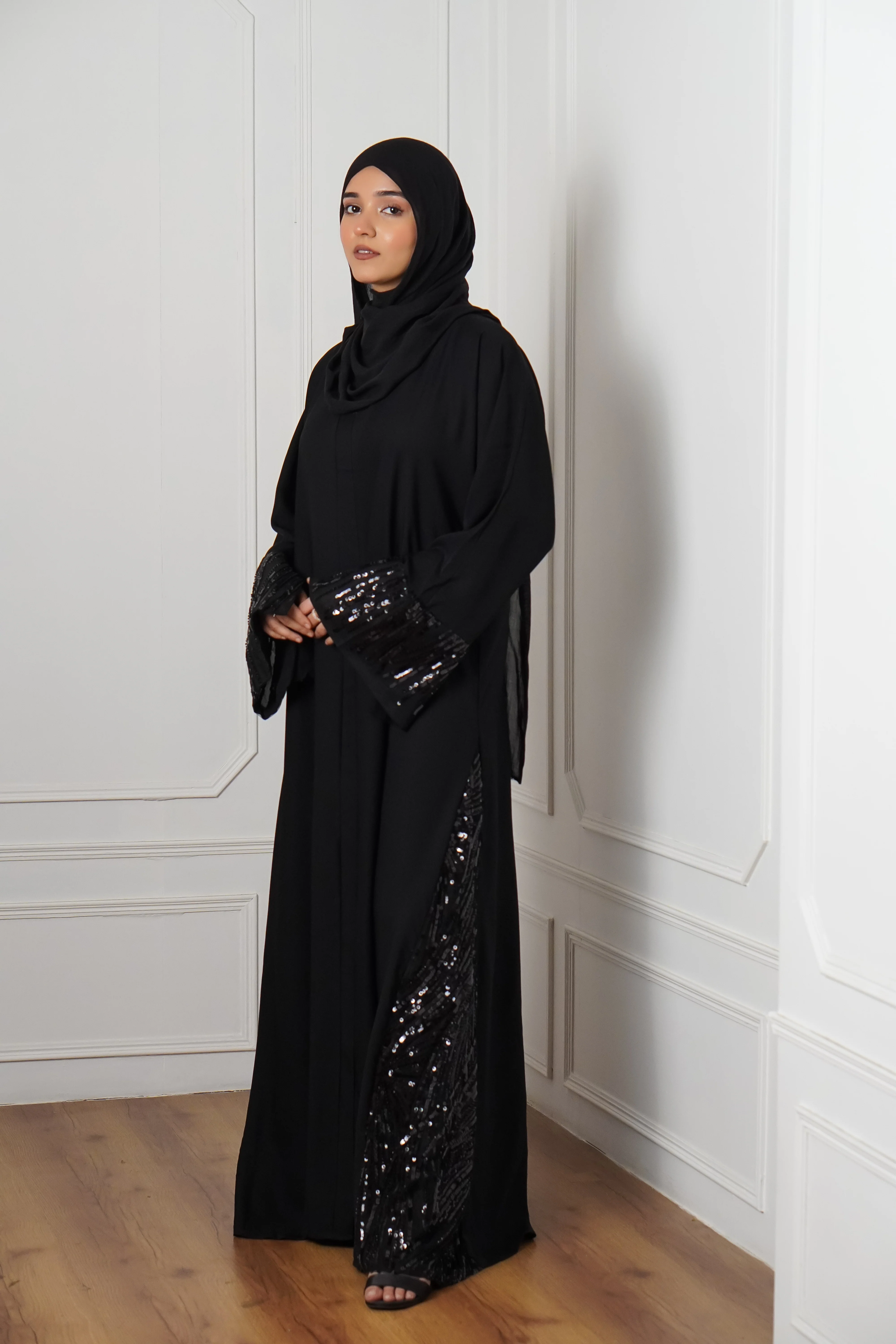 Black Sequin Abayah - Image 3