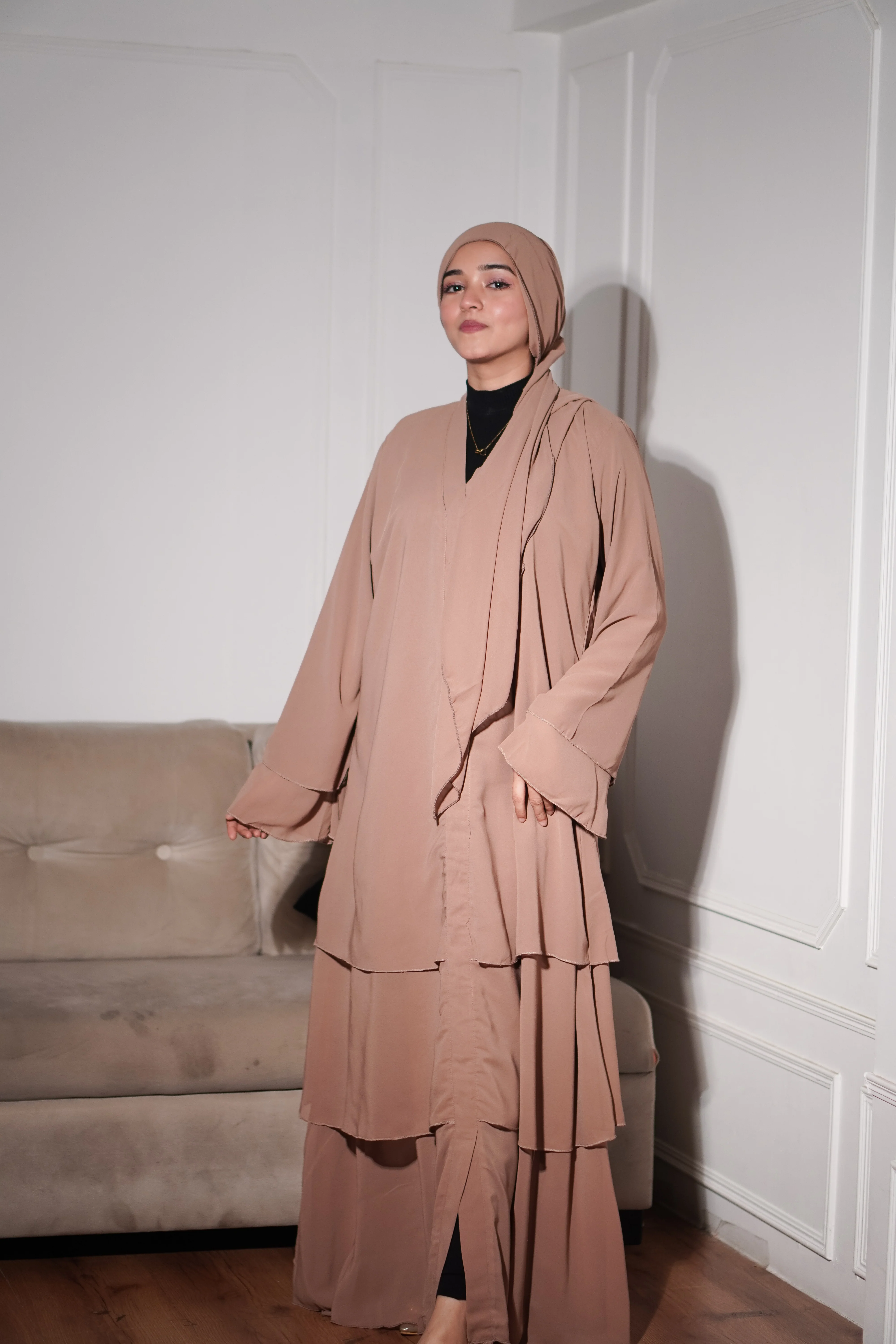 SERENE LAYERED ABAYAH - SAND - Image 11