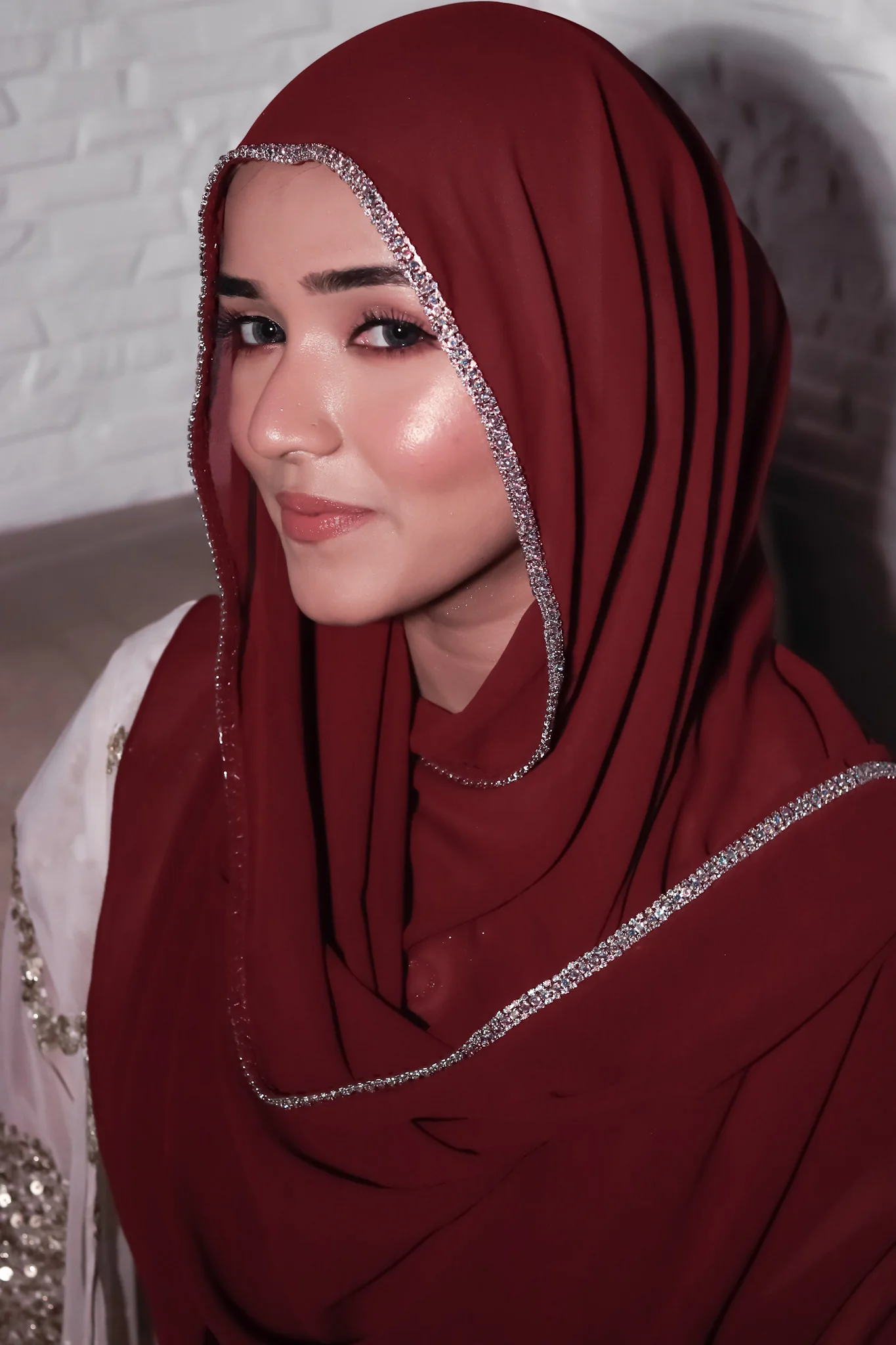 Crystal Hijab - Maroon - Image 4