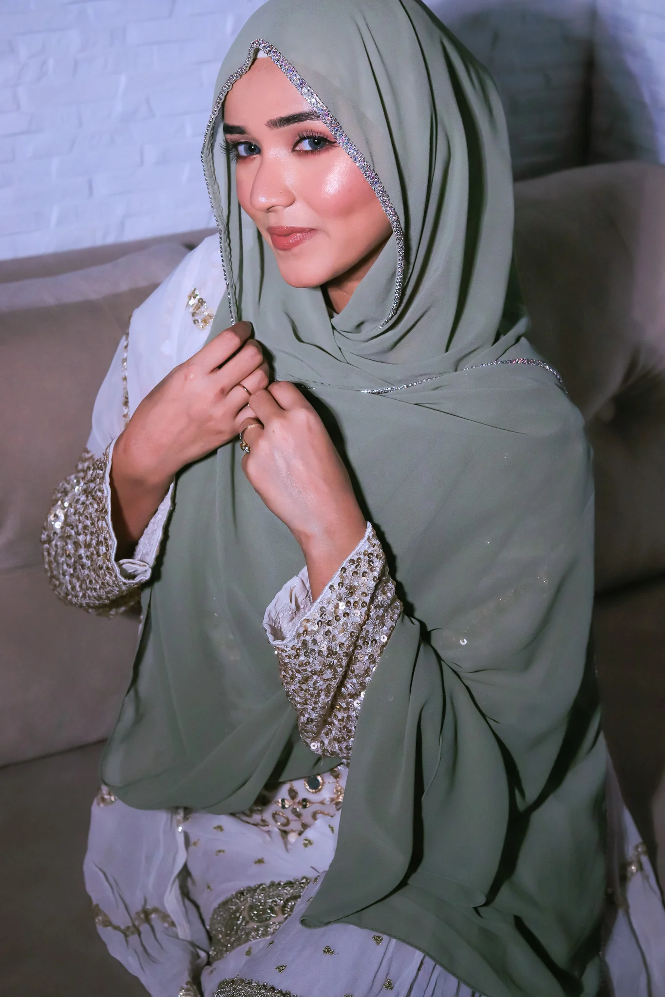 Crystal Hijab - Sage Green - Image 3