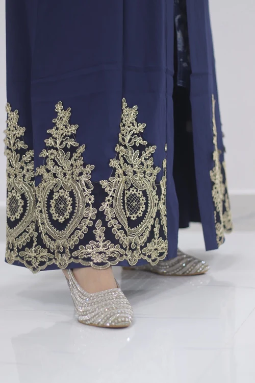 Evelyn Embroidered Abayah – Royal Blue - Image 6