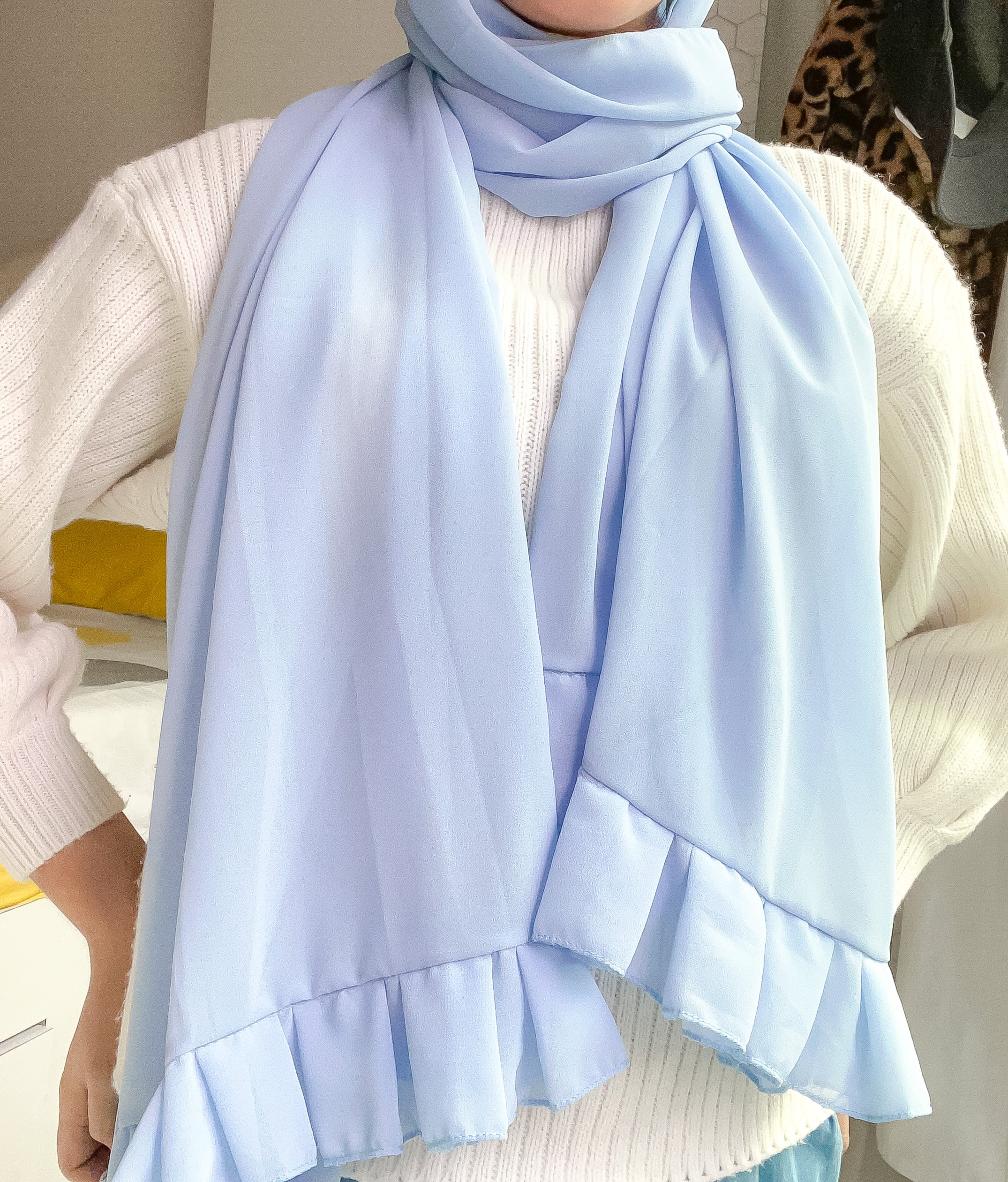 Frill Hijab - Baby Blue - Image 3