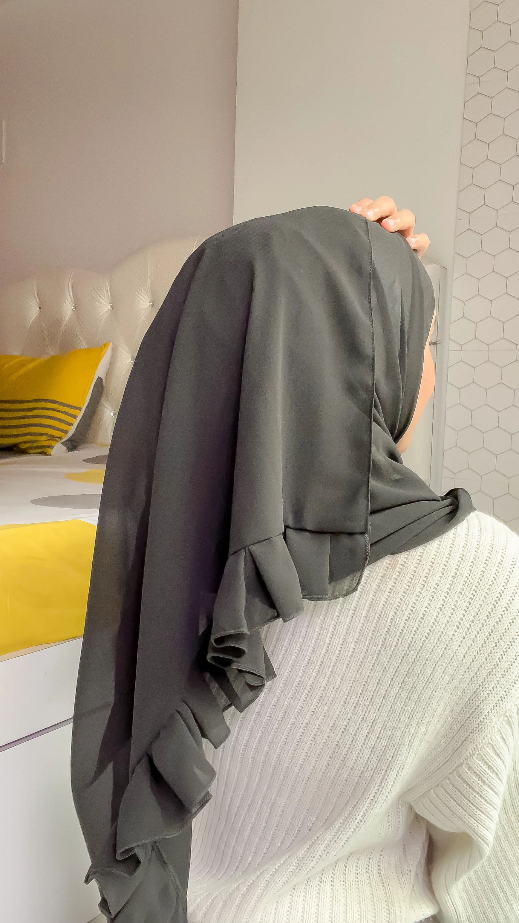 Frill Hijab - Midnight Black - Image 3
