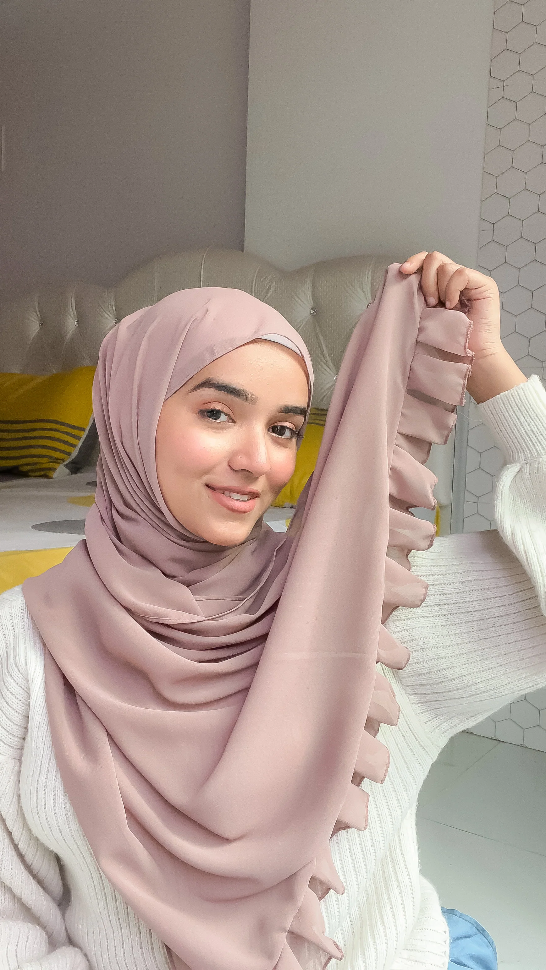 Frill Hijab - Nude - Image 2