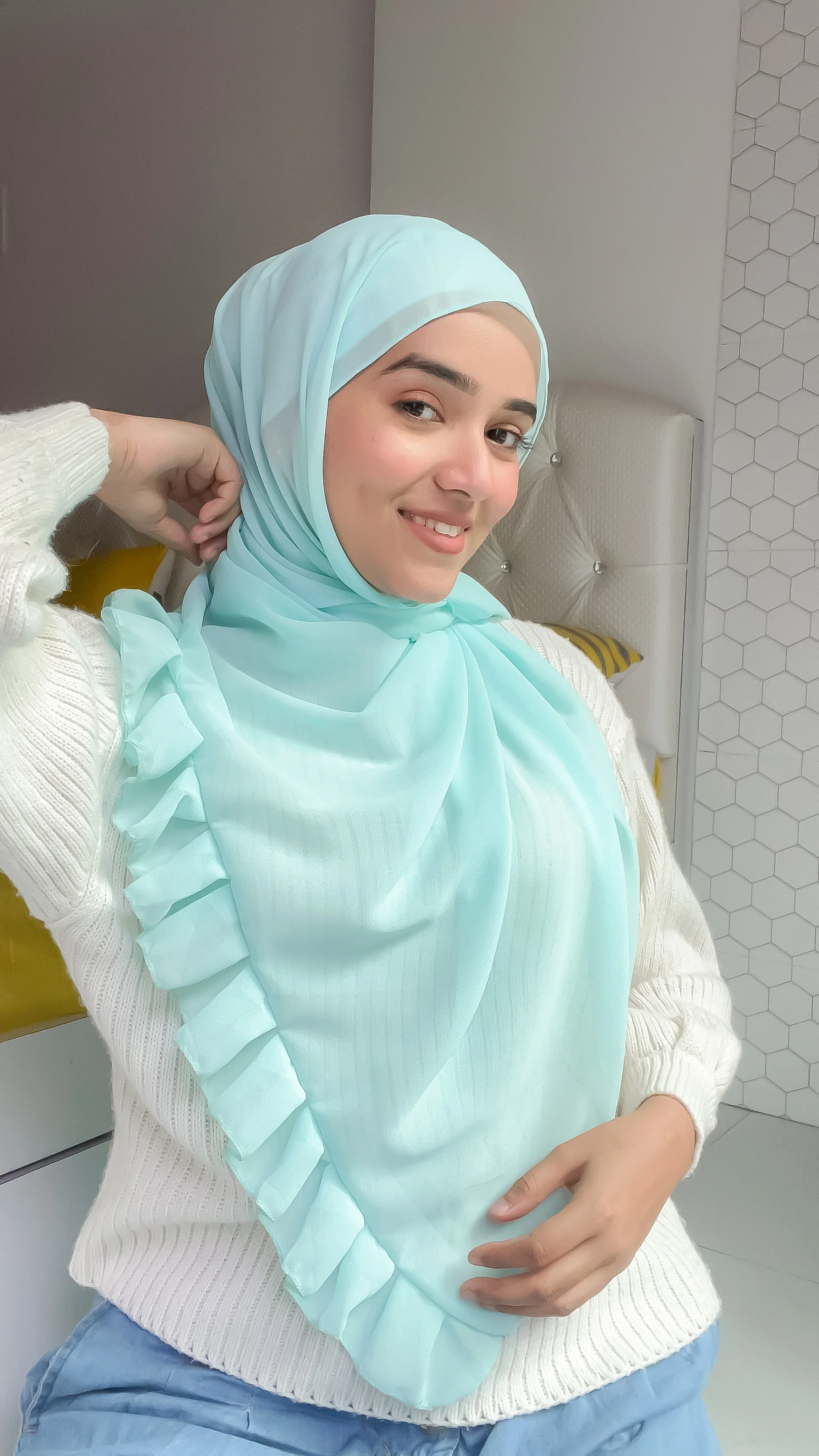 Frill Hijab - ocean blue - Image 2
