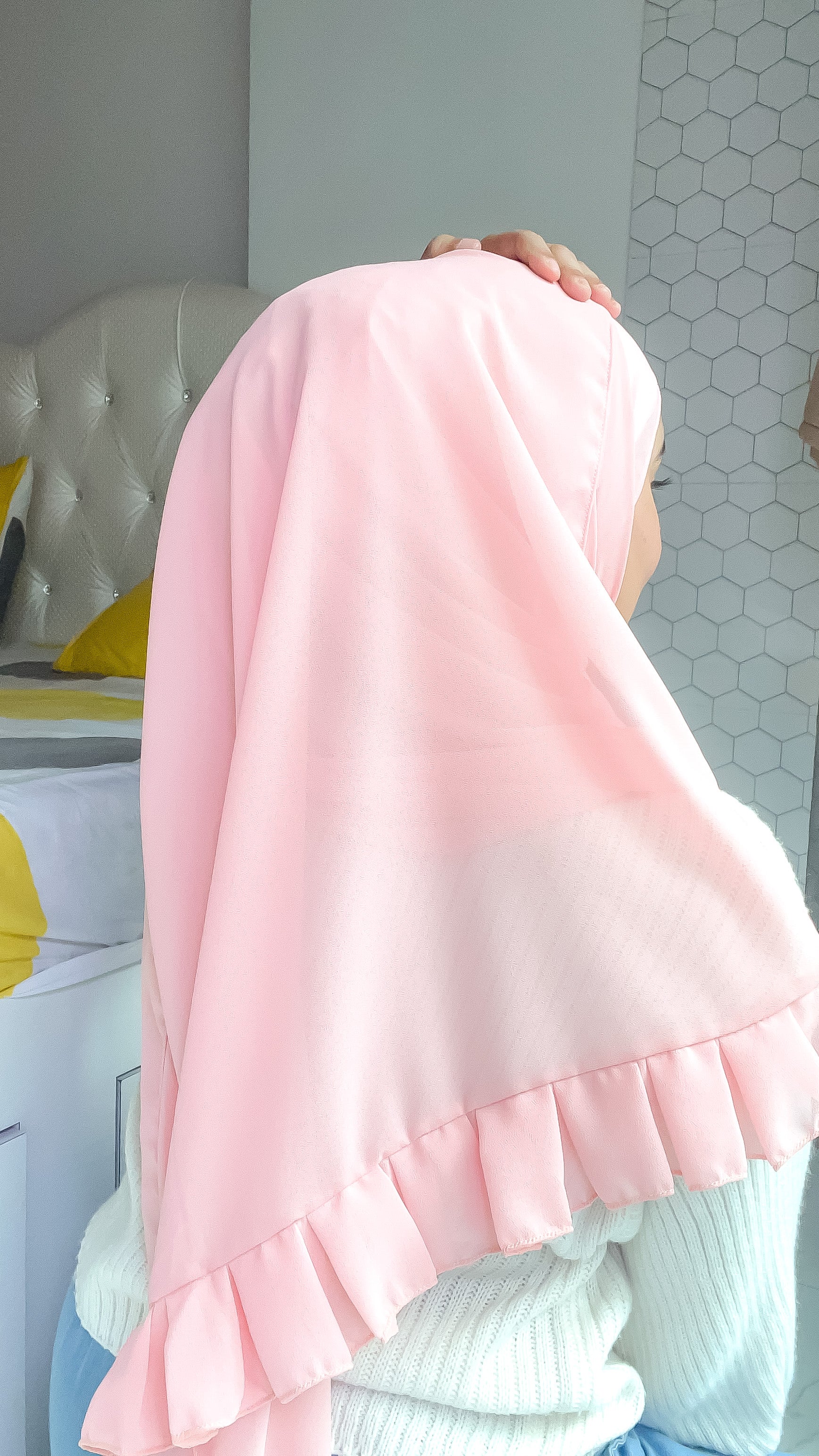 Frill Hijab - Peach - Image 3