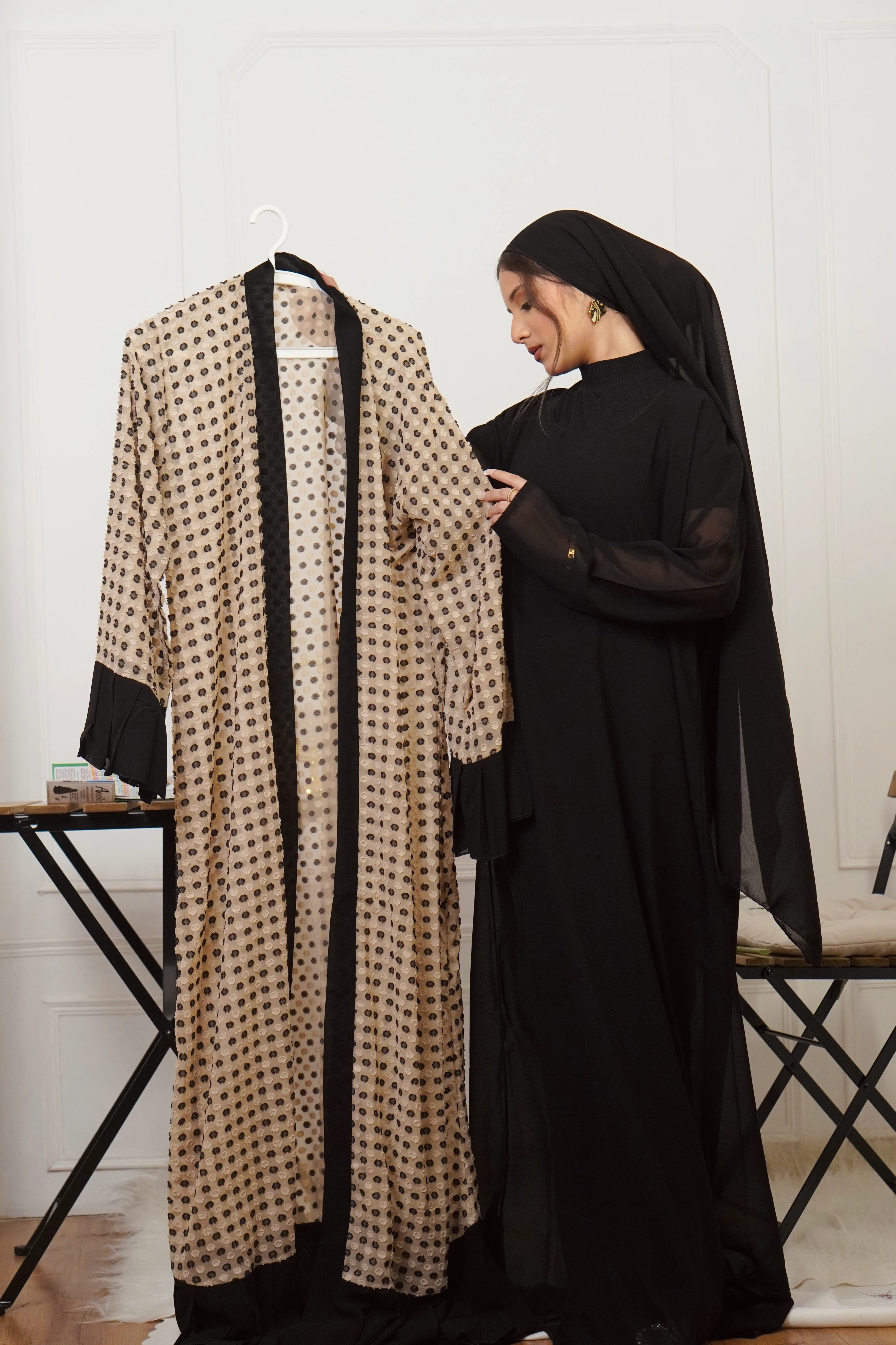 BLACK & BEIGE JACKET STYLE ABAYAH - Image 10