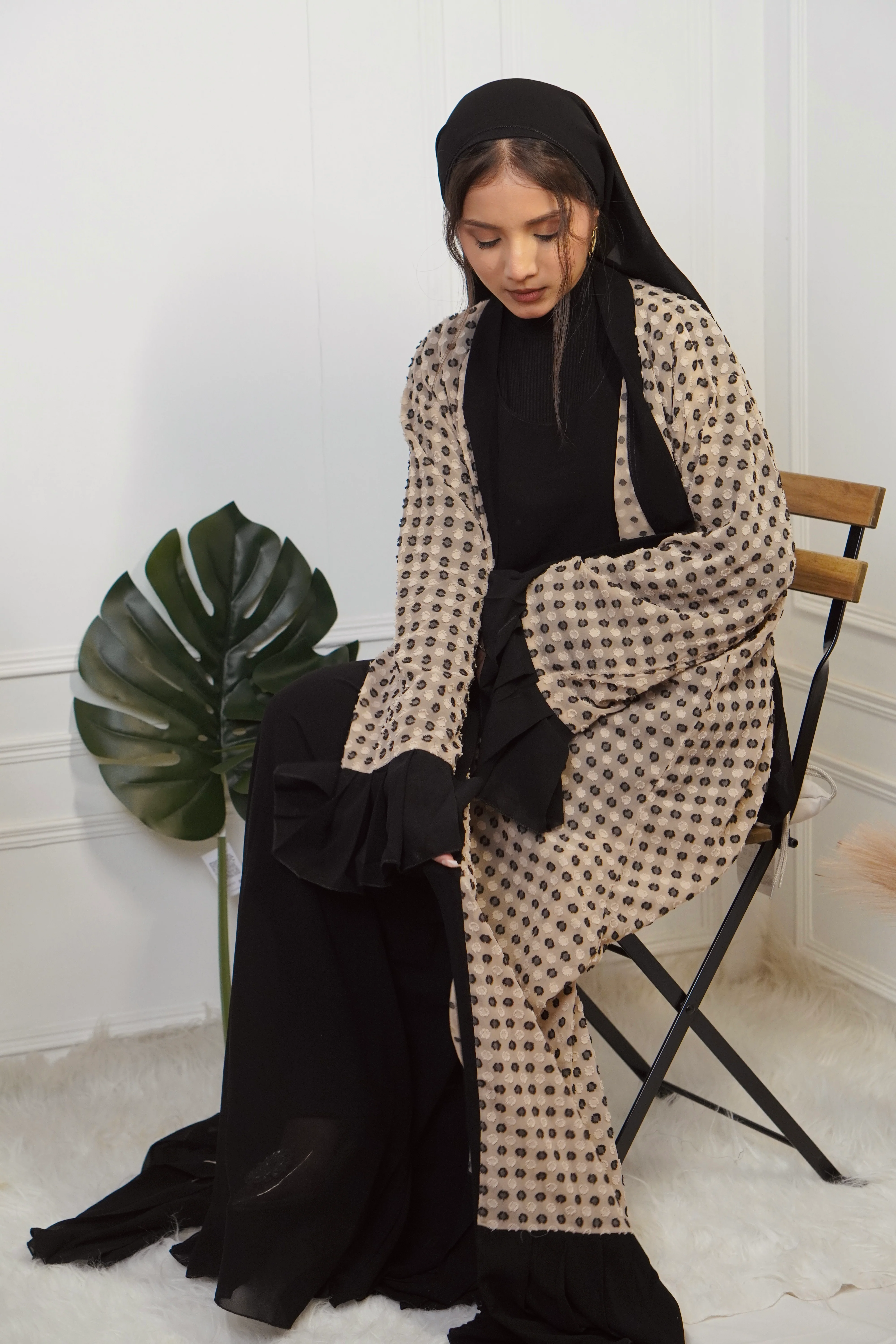 BLACK & BEIGE JACKET STYLE ABAYAH - Image 12