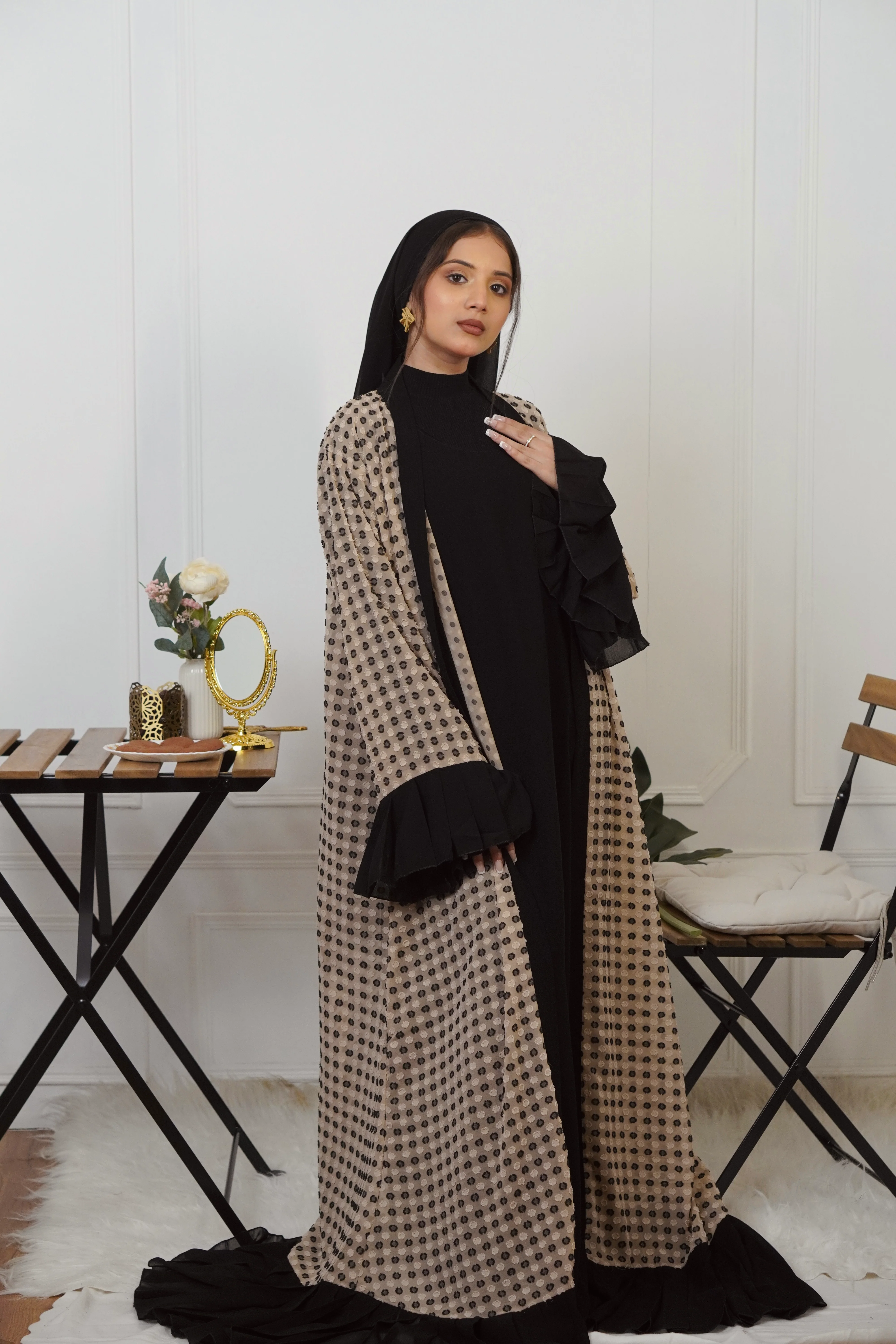 BLACK & BEIGE JACKET STYLE ABAYAH - Image 14