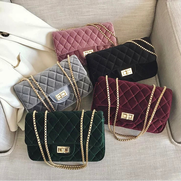 LUXURY HANDBAG - GREY VELVET - Image 3