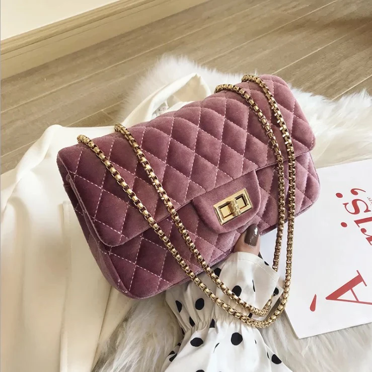 LUXURY HANDBAG - PINK VELVET