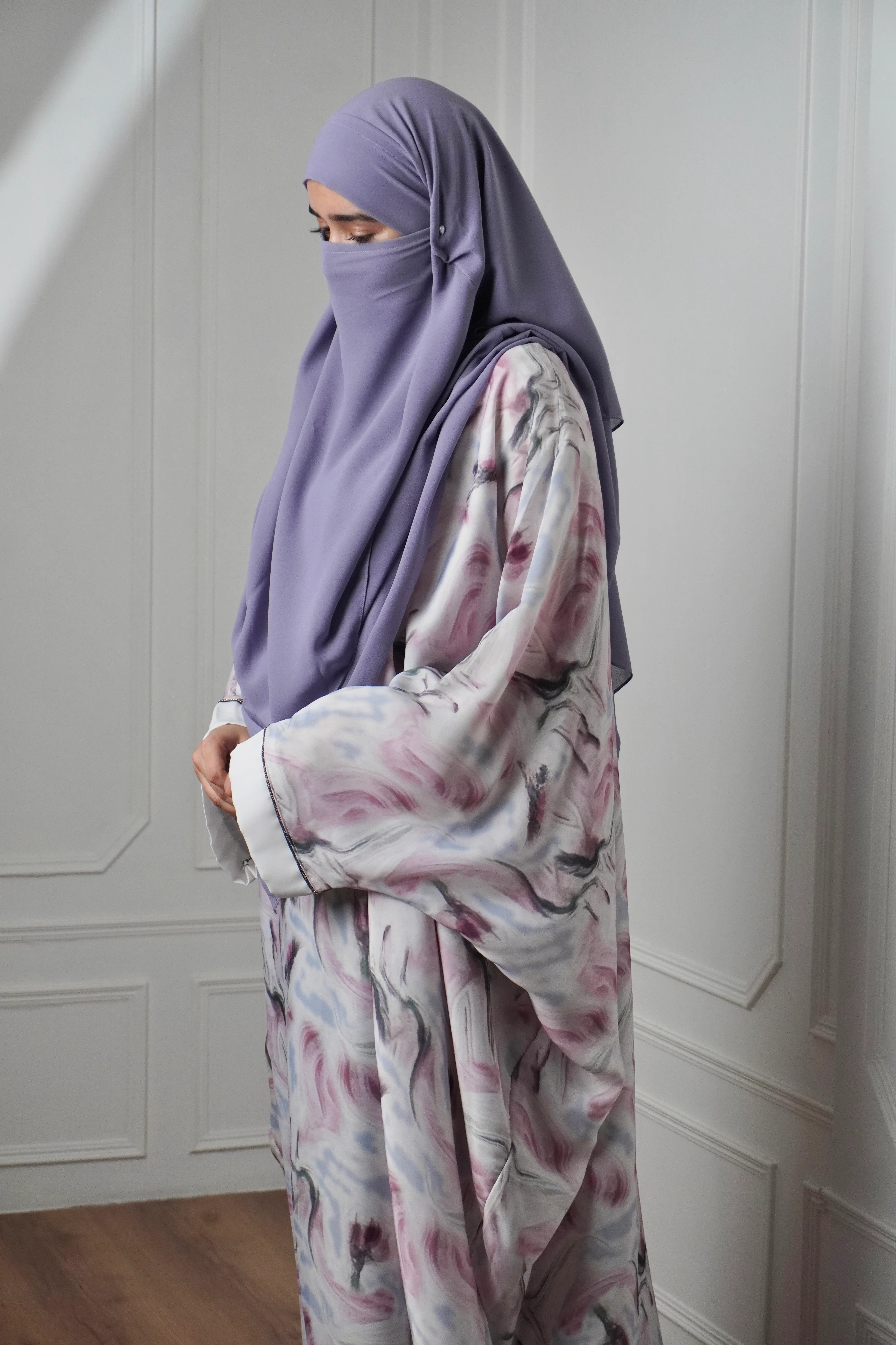 Marble Print Kaftan Khimar Set - Cotton Candy - Image 3