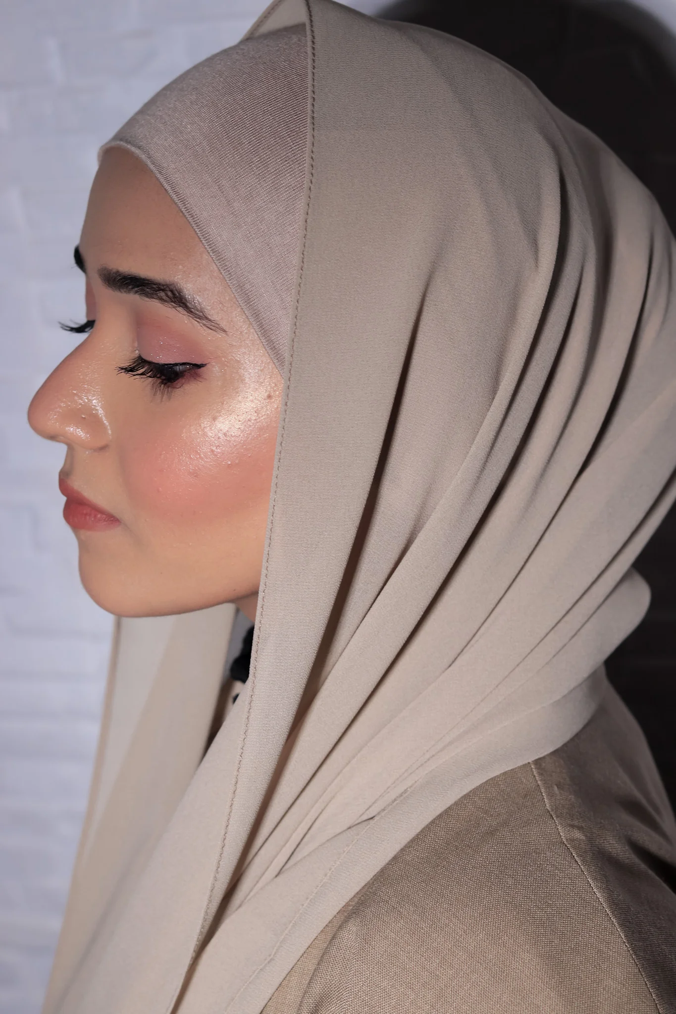 Matching Hijab Set - Beige - Image 5
