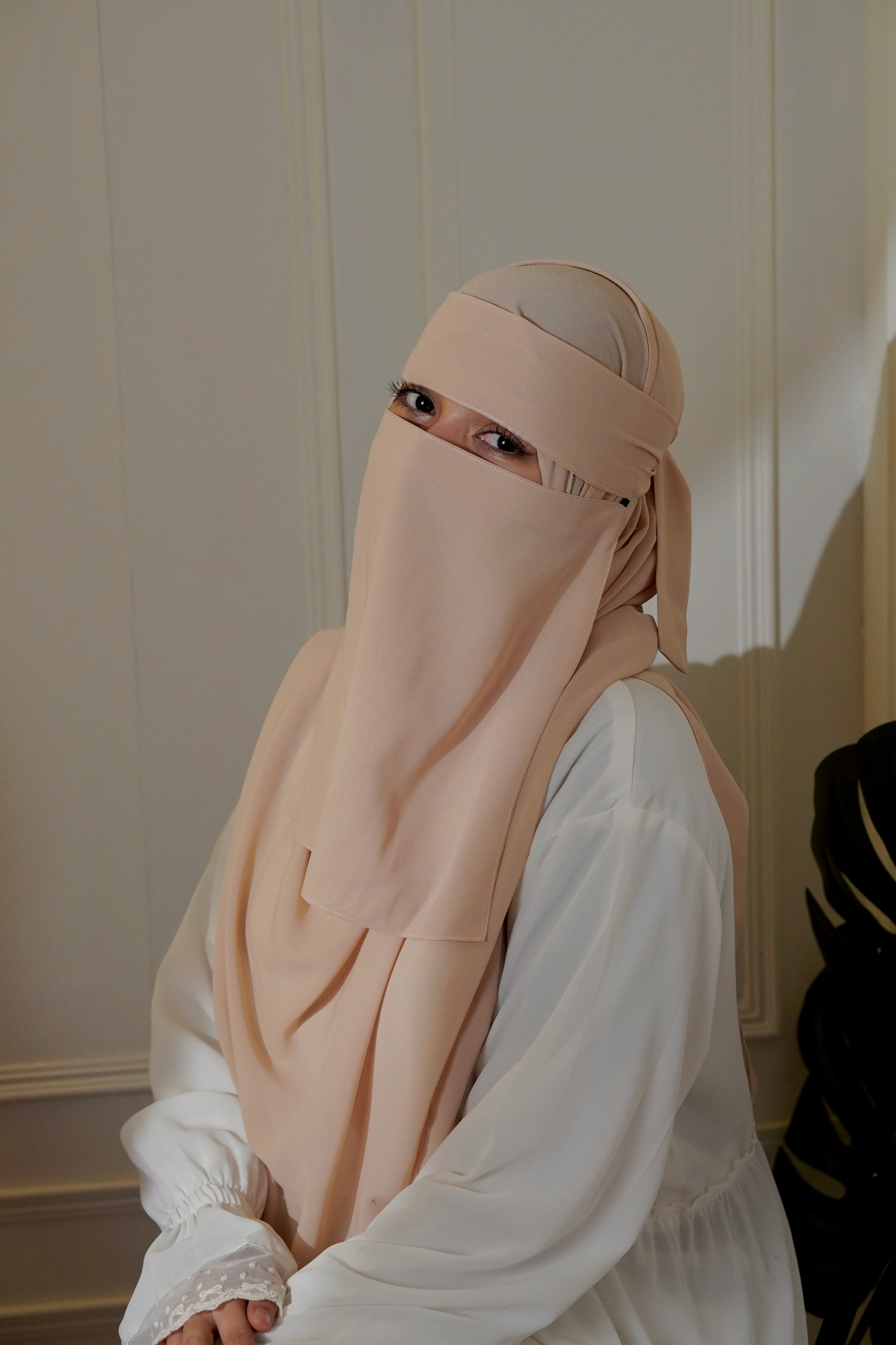 Matching Niqab Set - Beige - Image 3
