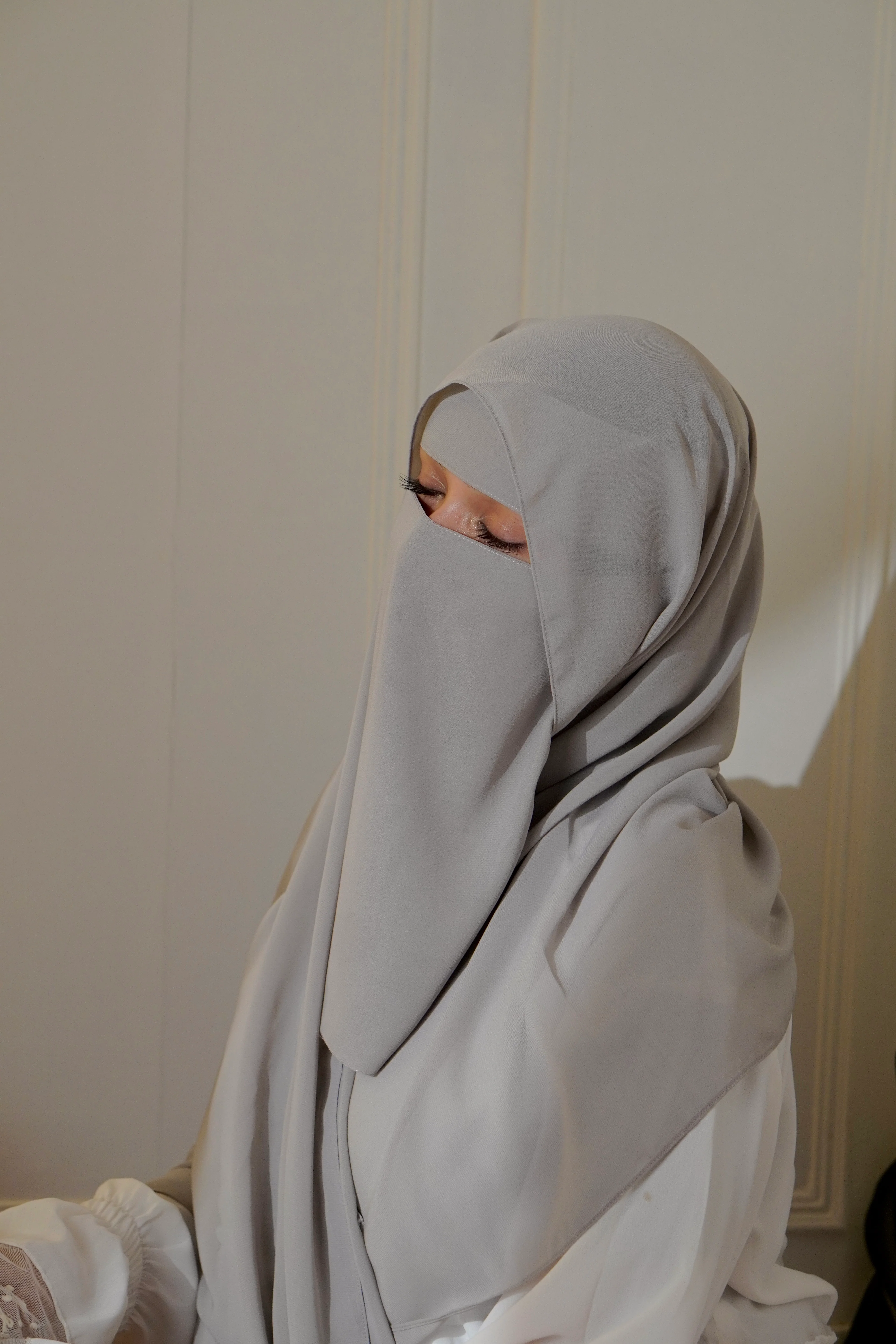 Matching Niqab Set - Grey - Image 4