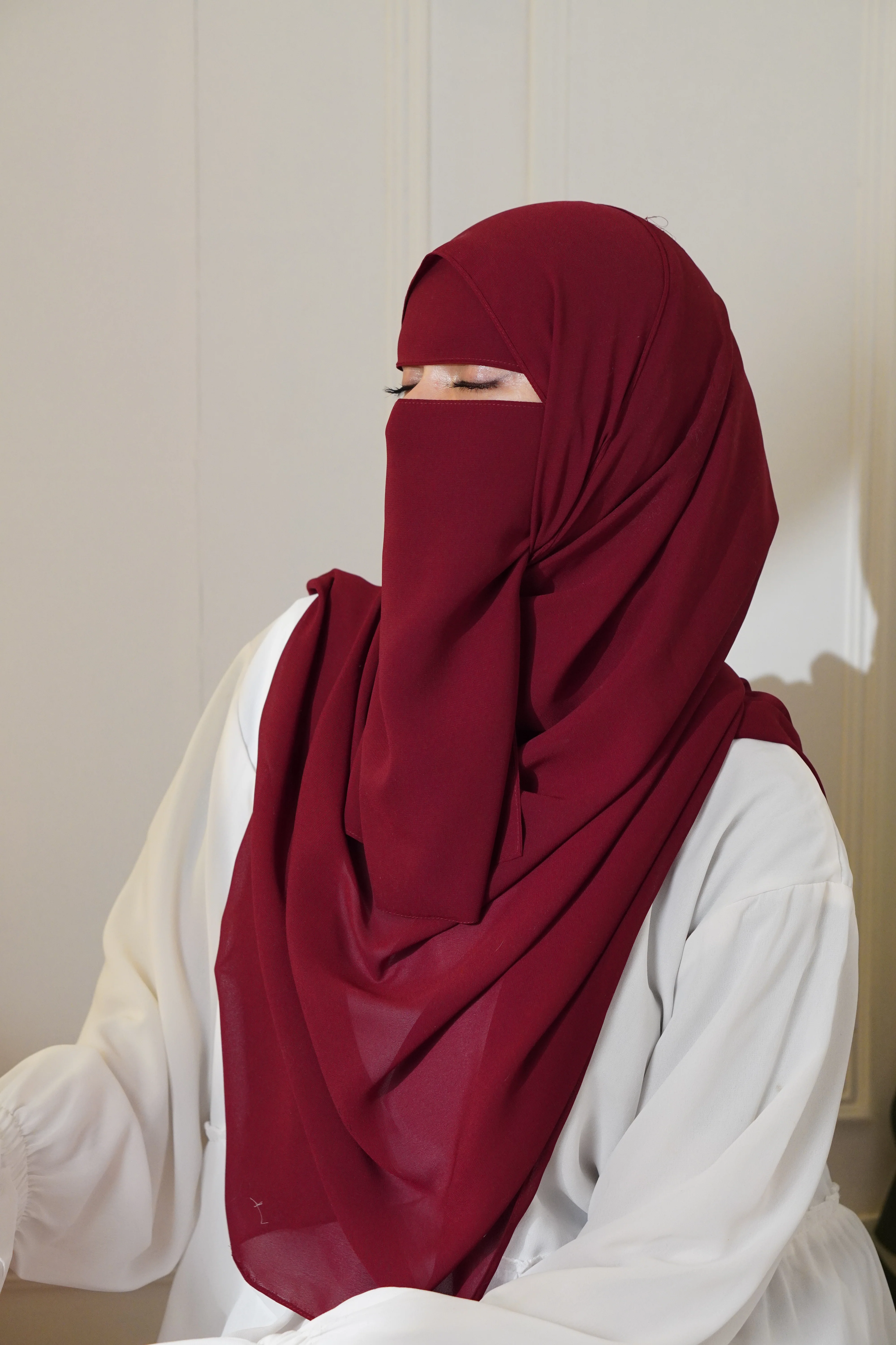 Matching Niqab Set - Maroon - Image 3