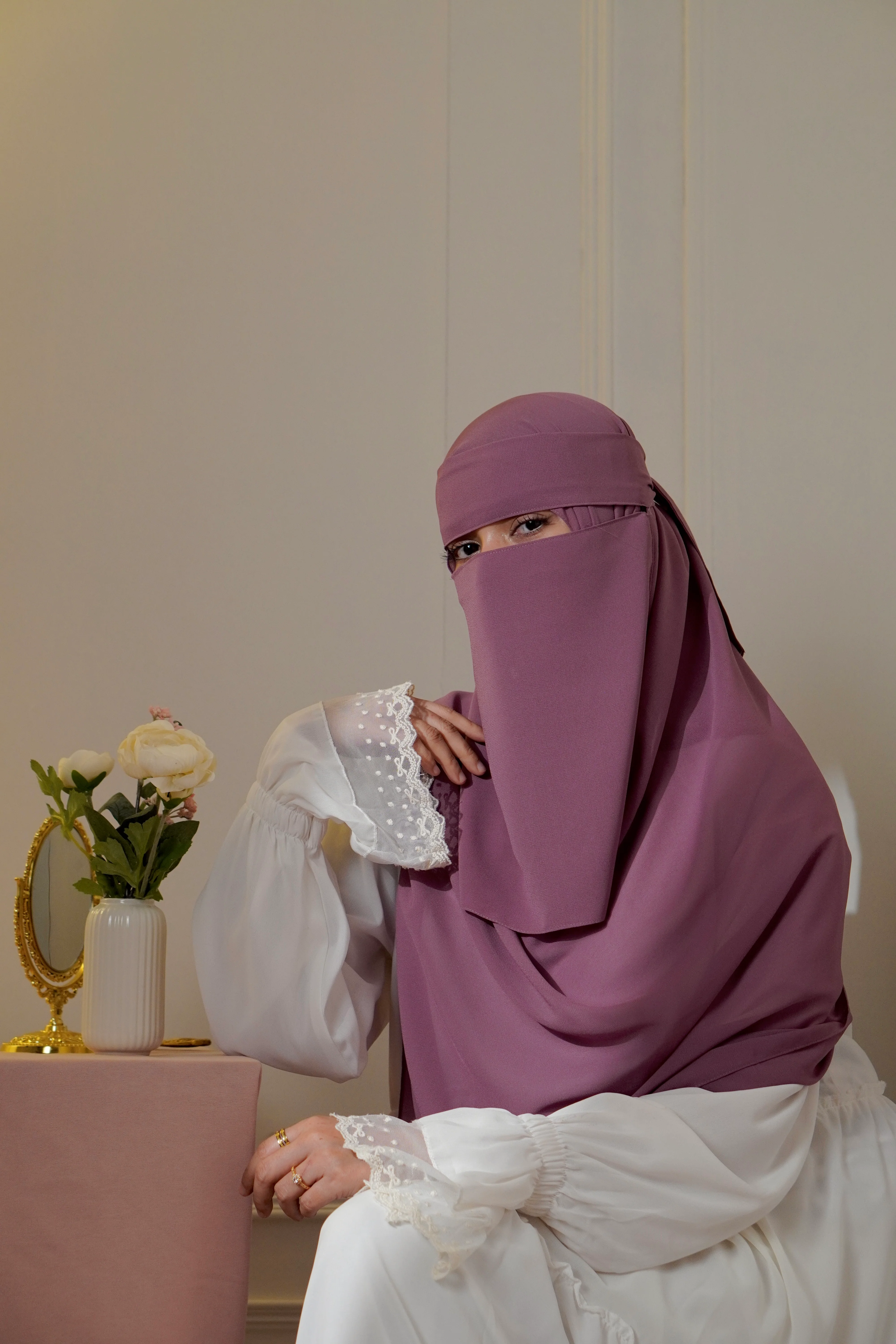 Matching Niqab Set - Mauve - Image 3