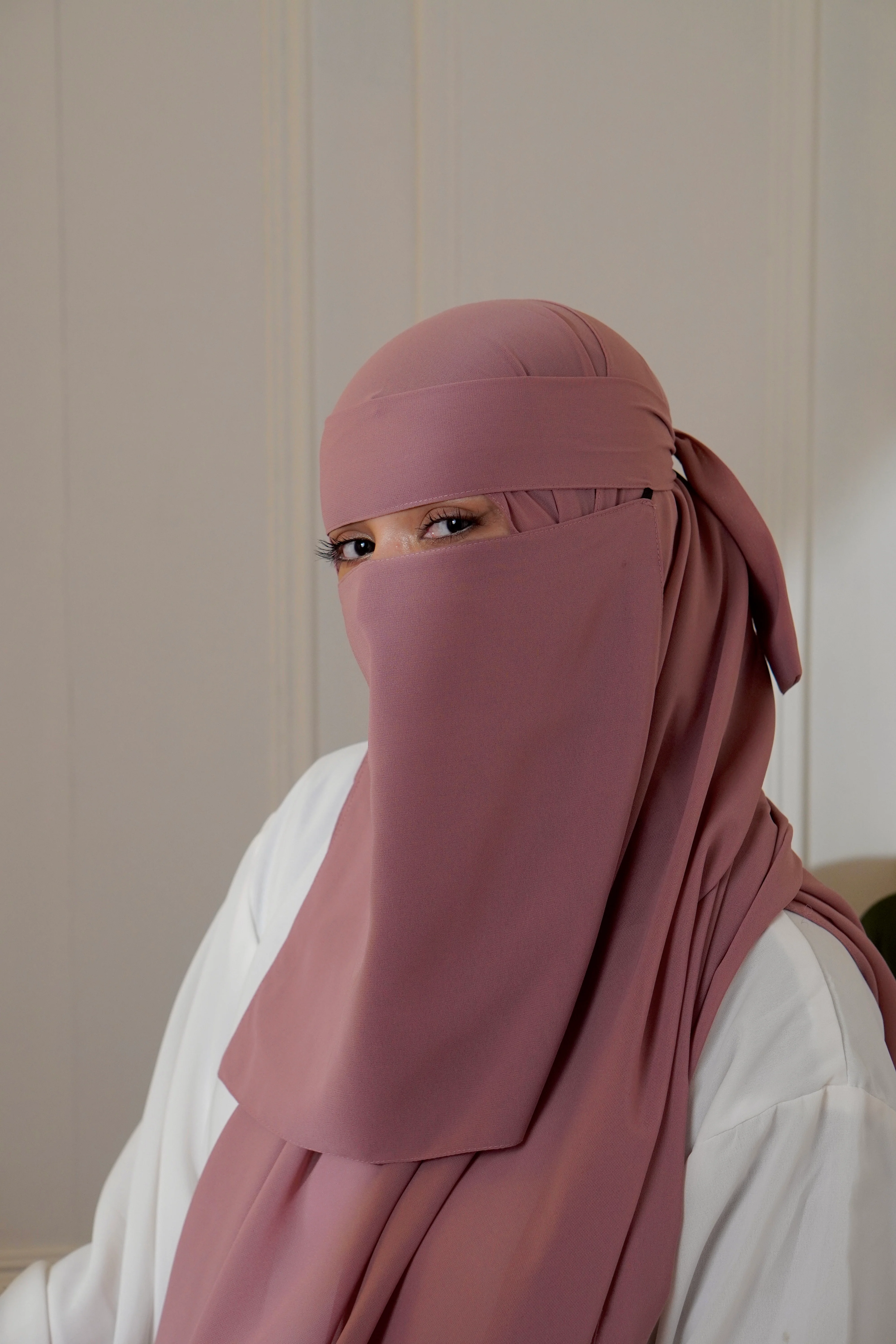 Matching Niqab Set - Rose Pink - Image 3