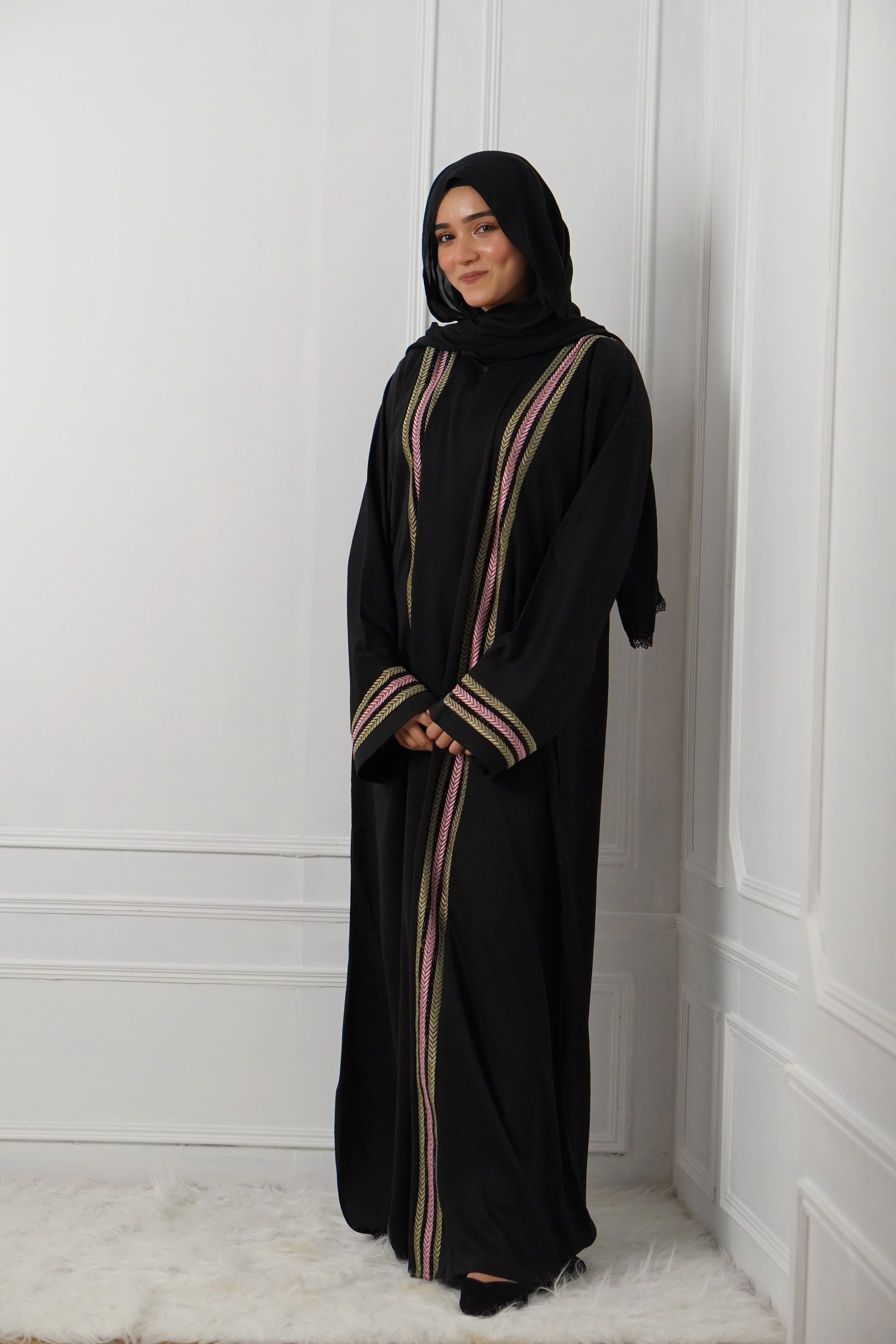 MESBAH ABAYA - Pink & Green - Image 12