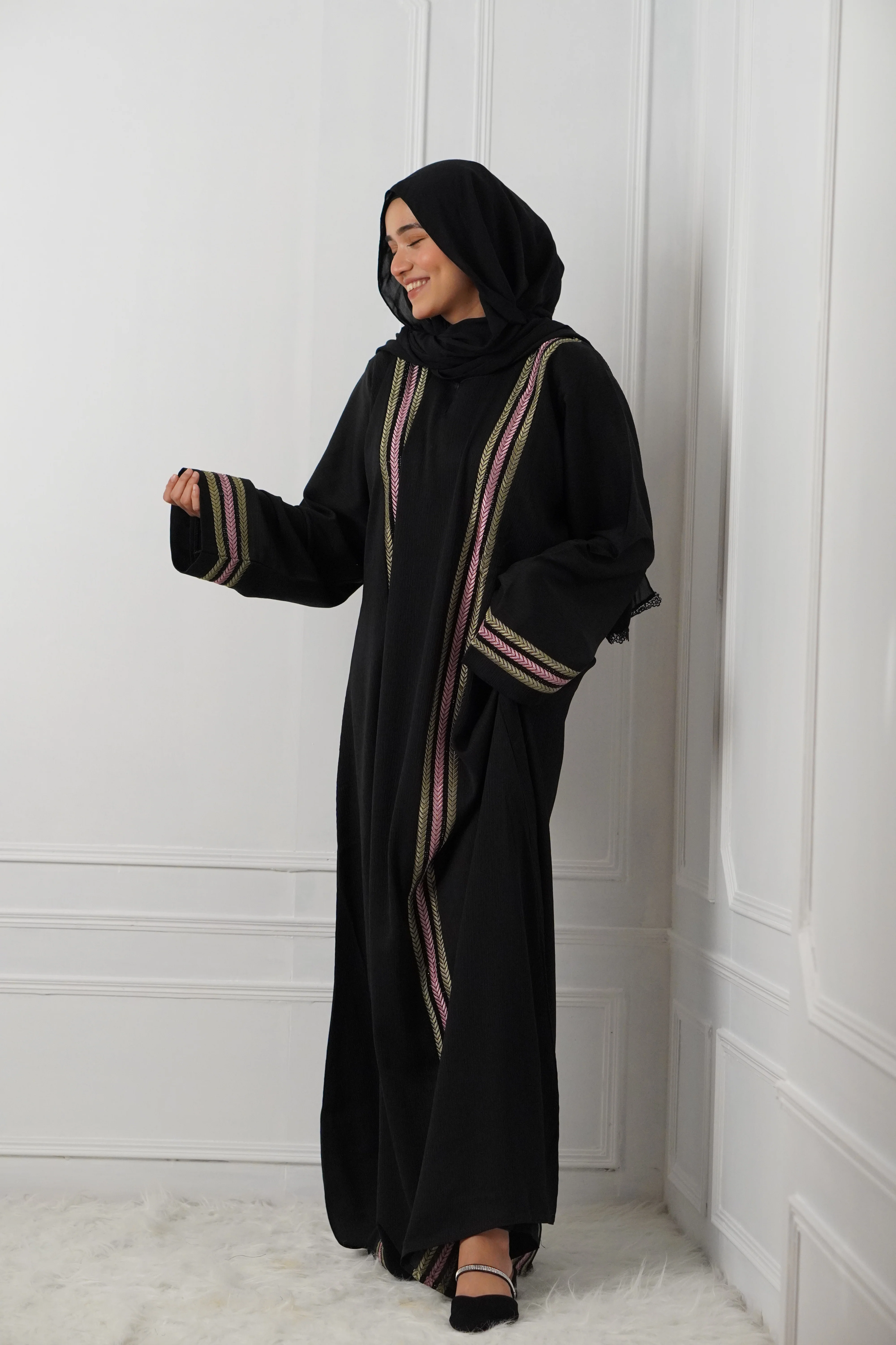 MESBAH ABAYA - Pink & Green - Image 3