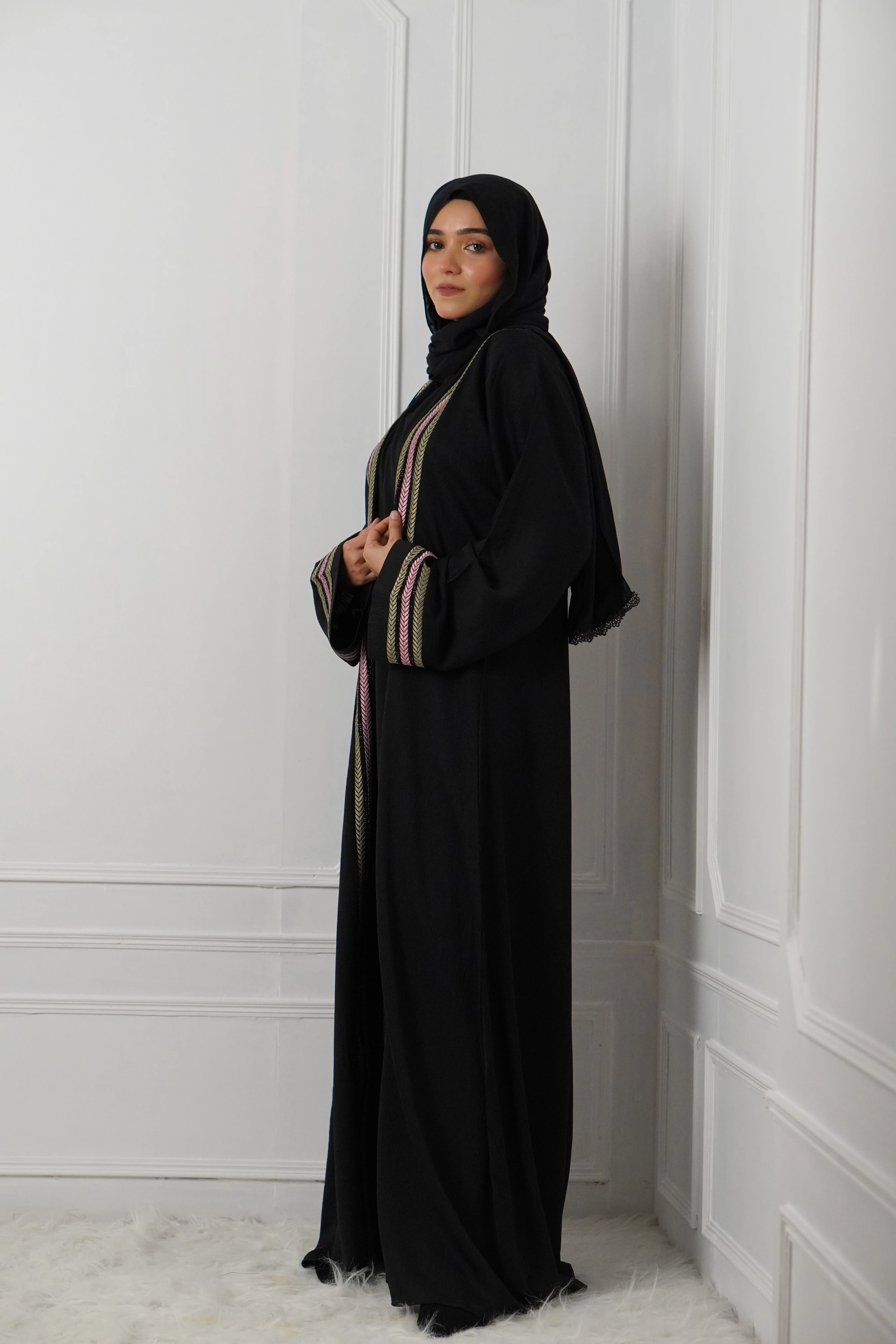 MESBAH ABAYA - Pink & Green - Image 9