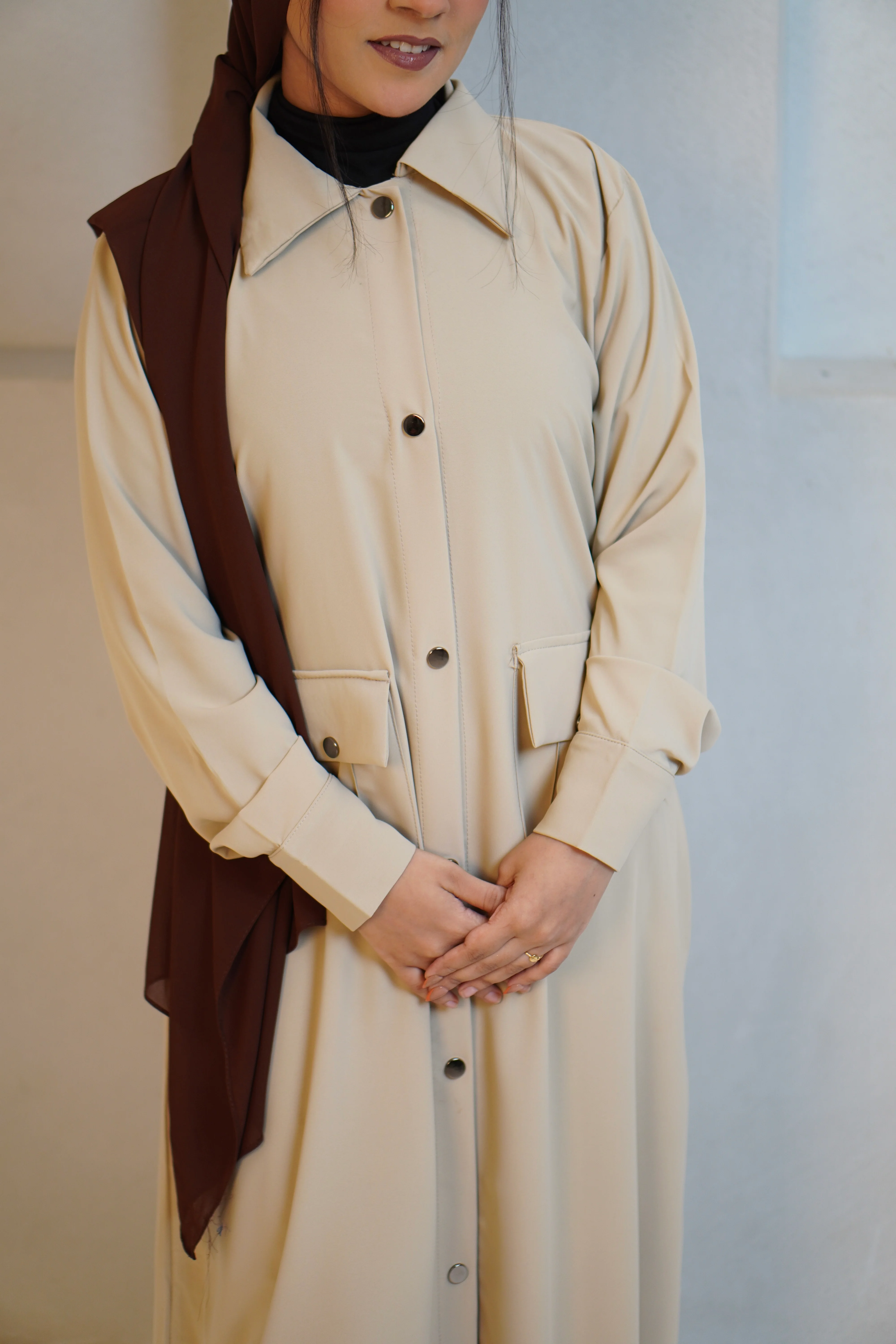 Modest Shirt Dress - Crème Beige - Image 8