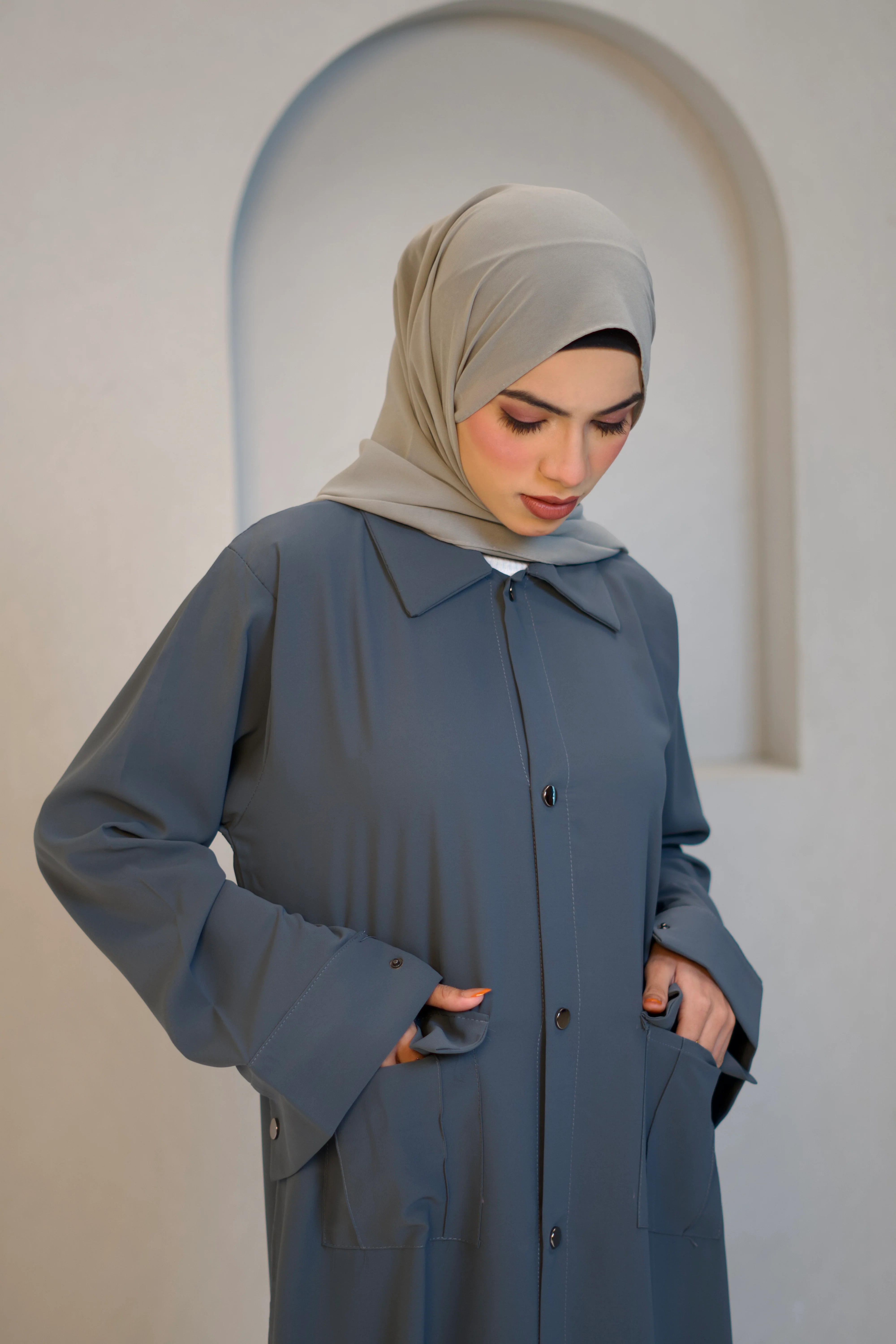 Modest Shirt Dress - Sterling Grey - Image 5