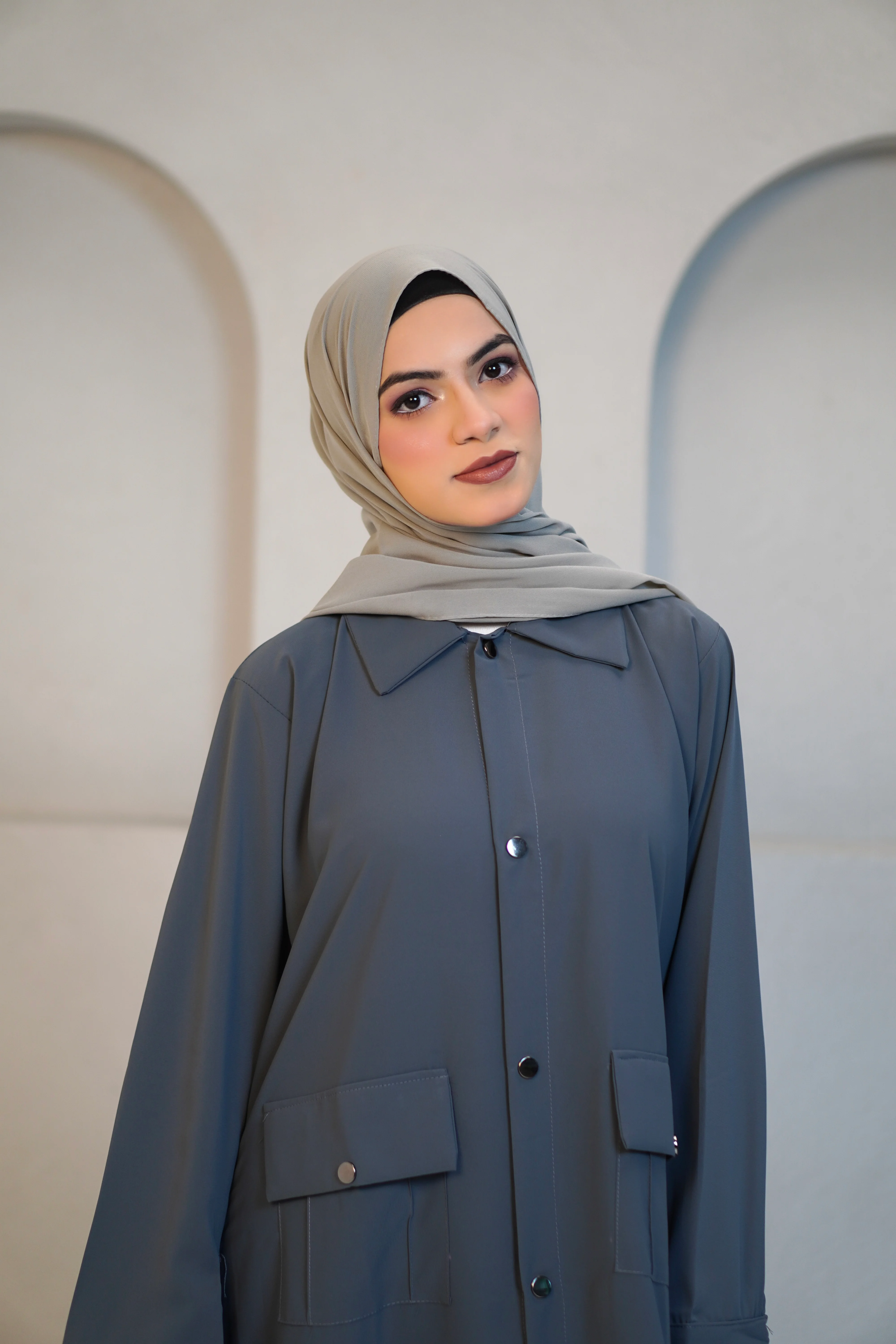 Modest Shirt Dress - Sterling Grey - Image 9