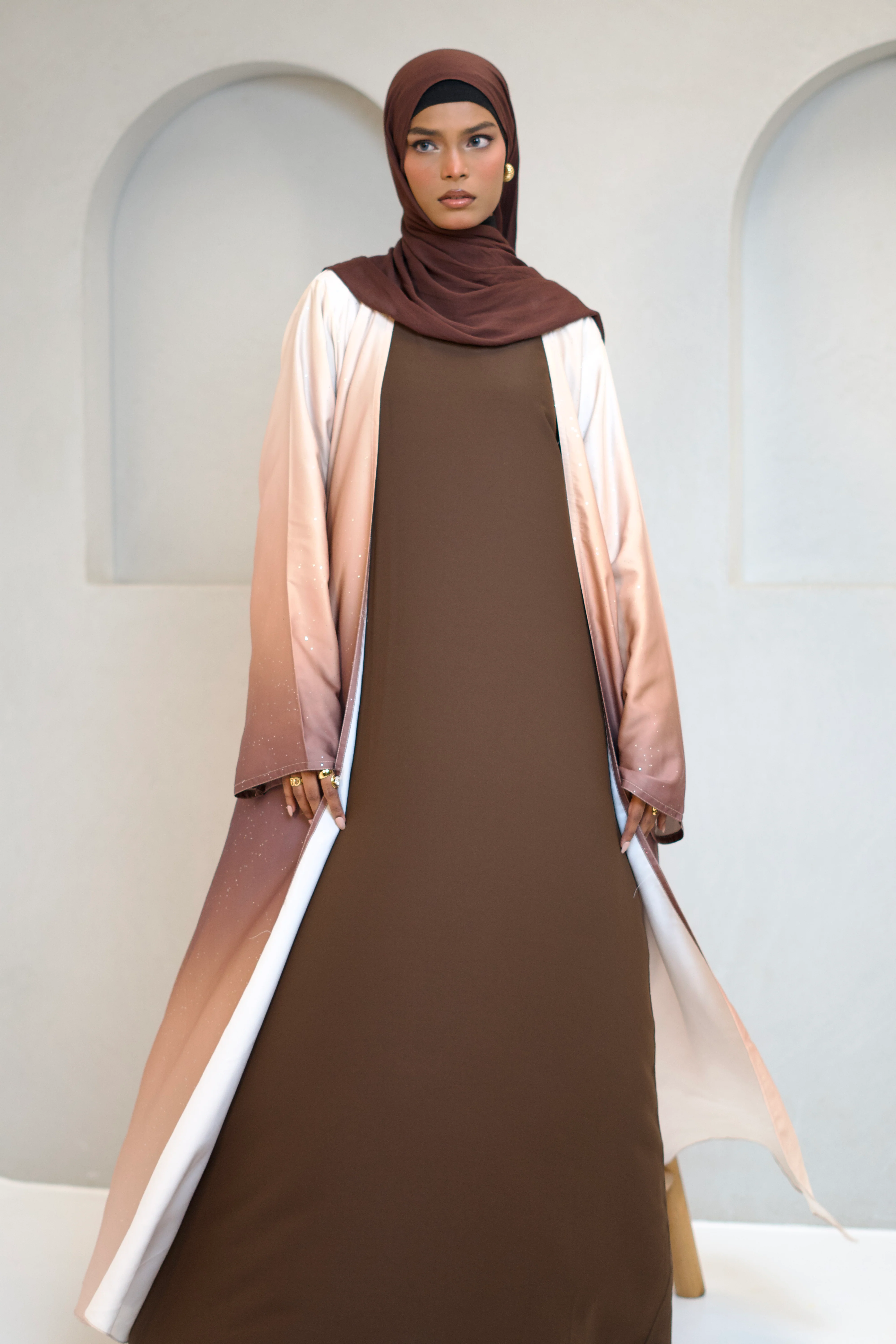 Ombrè Shimmer Abayah - Sunset - Image 3