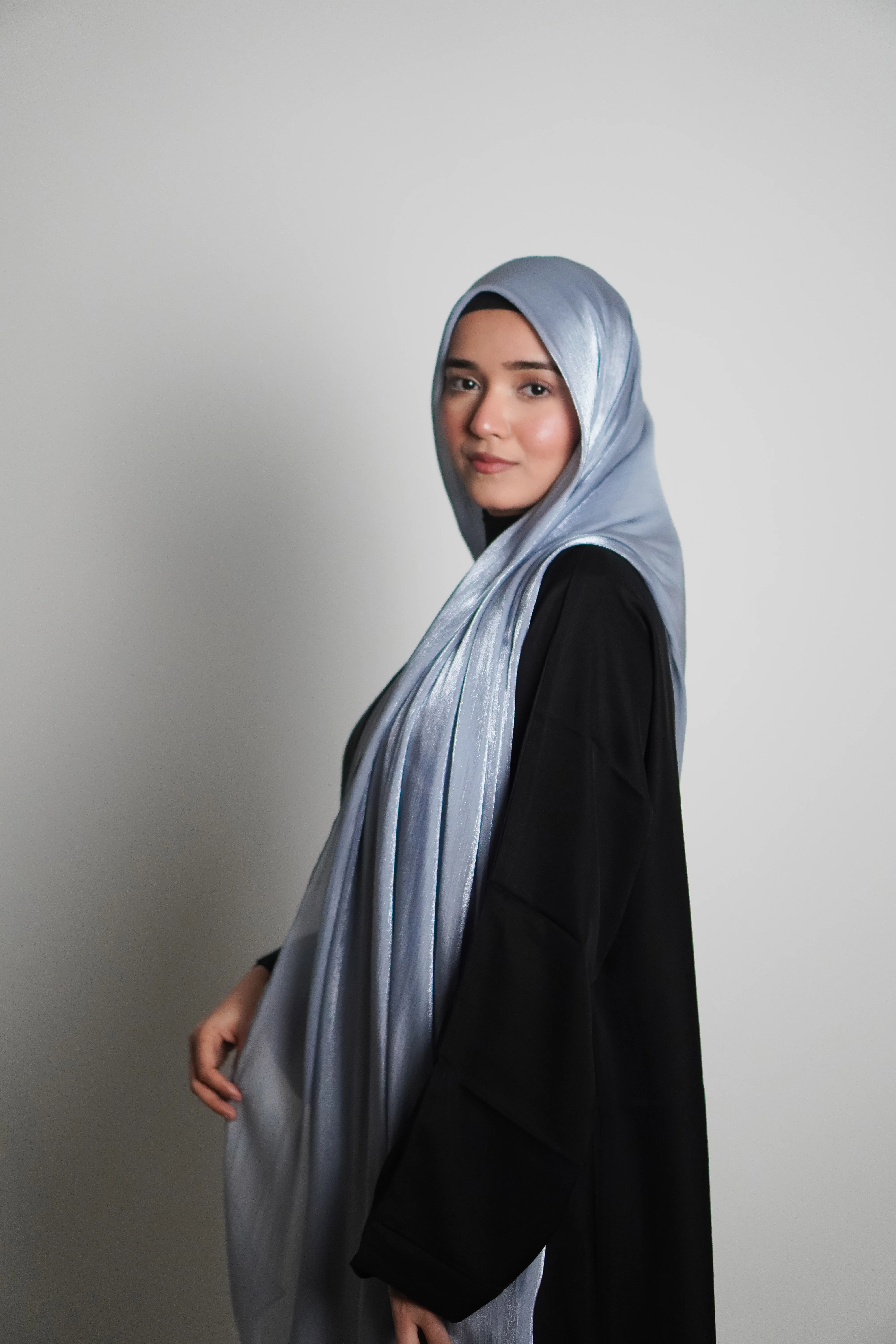 Premium Organza Hijab - Baby Blue - Image 11