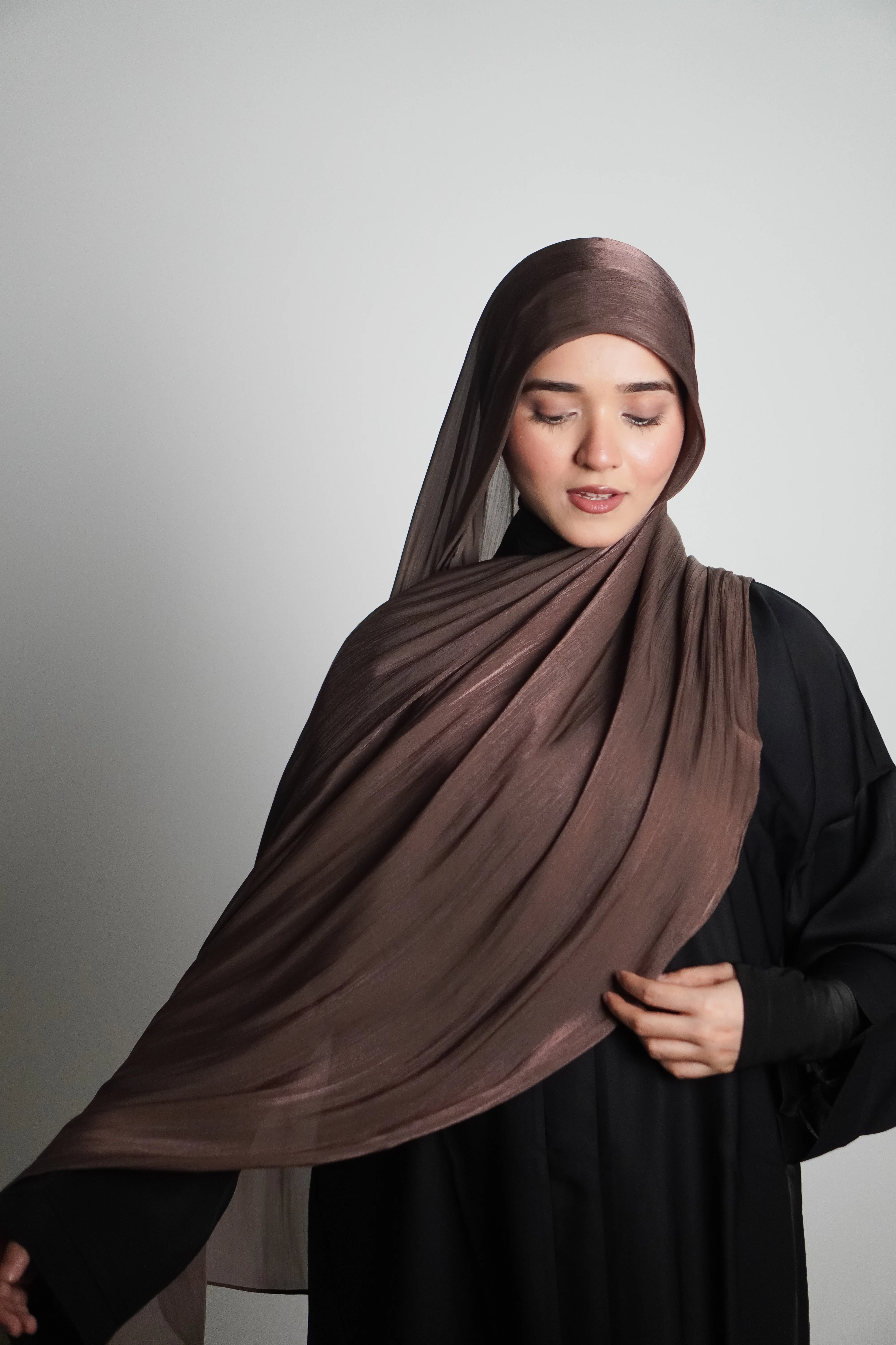 Premium Organza Hijab - Cocoa Brown - Image 11