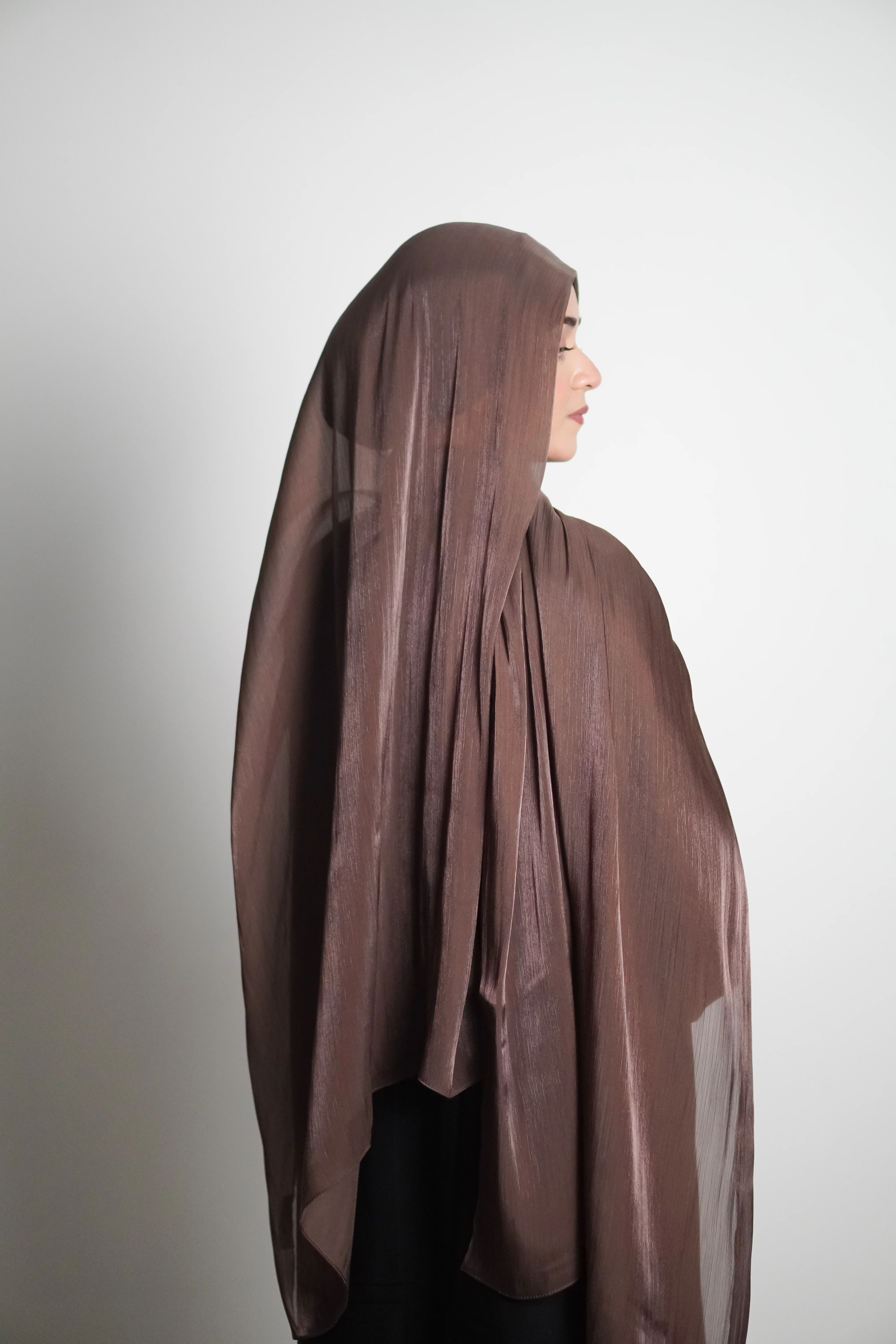 Premium Organza Hijab - Cocoa Brown - Image 14