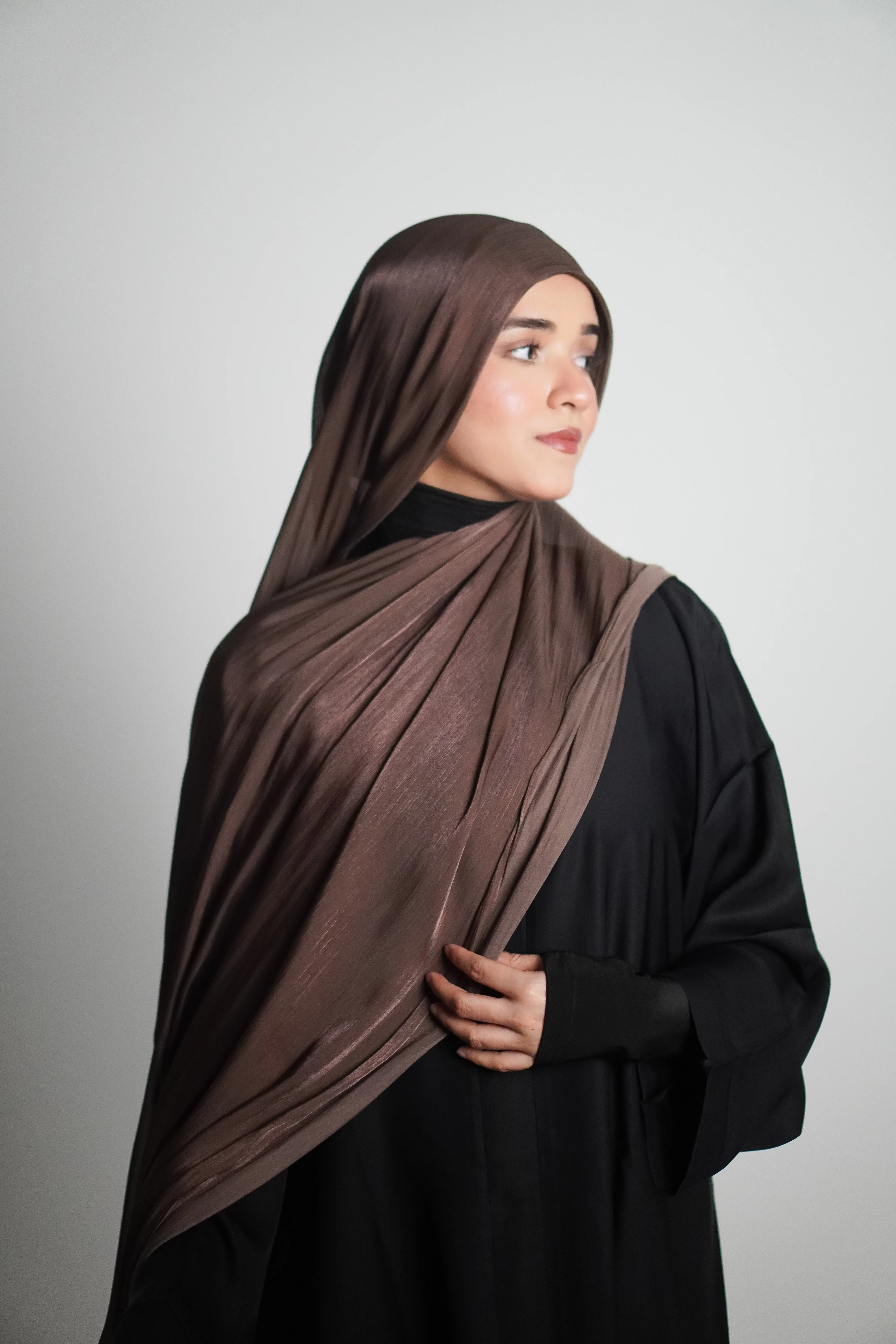 Premium Organza Hijab - Cocoa Brown - Image 17