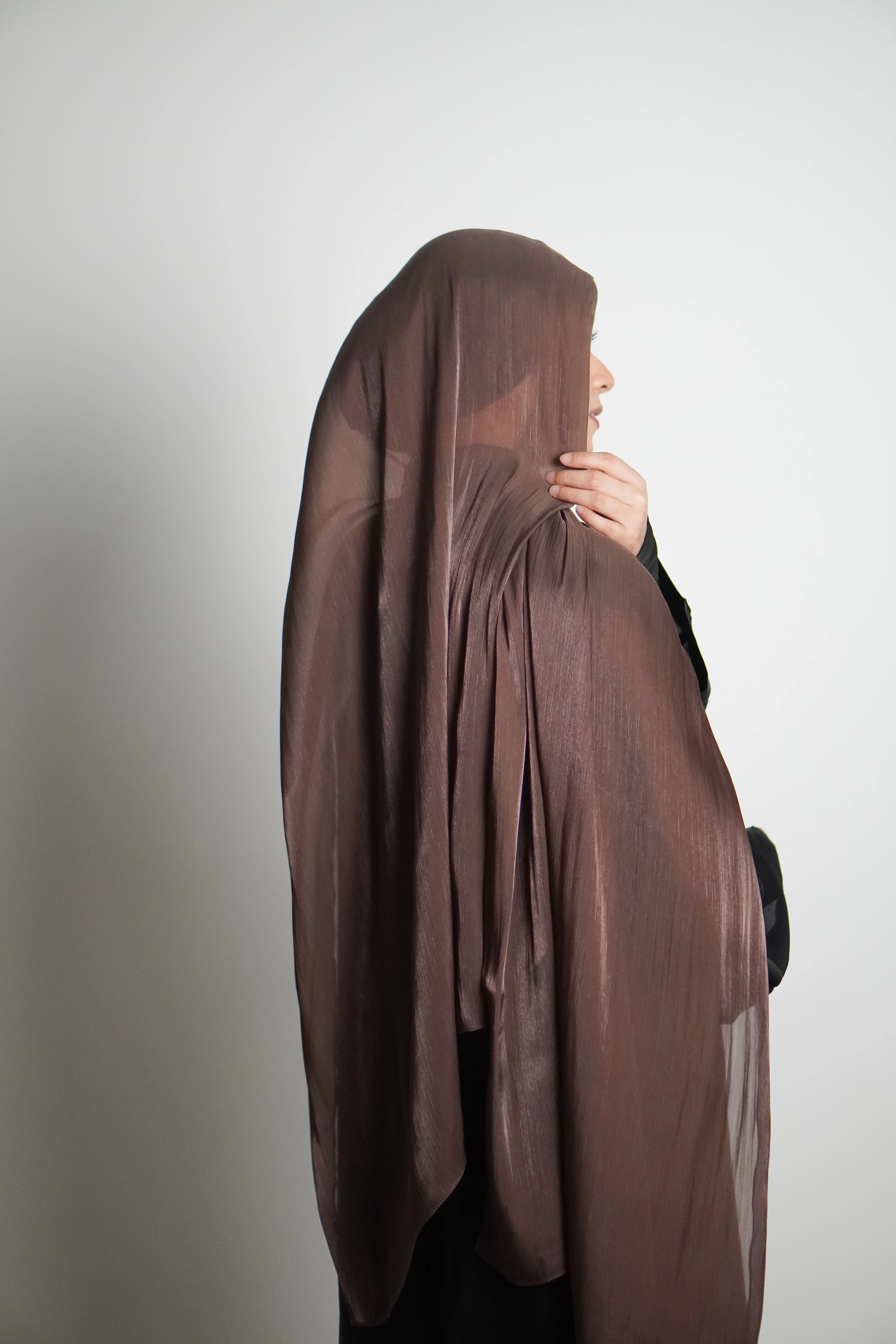 Premium Organza Hijab - Cocoa Brown - Image 18