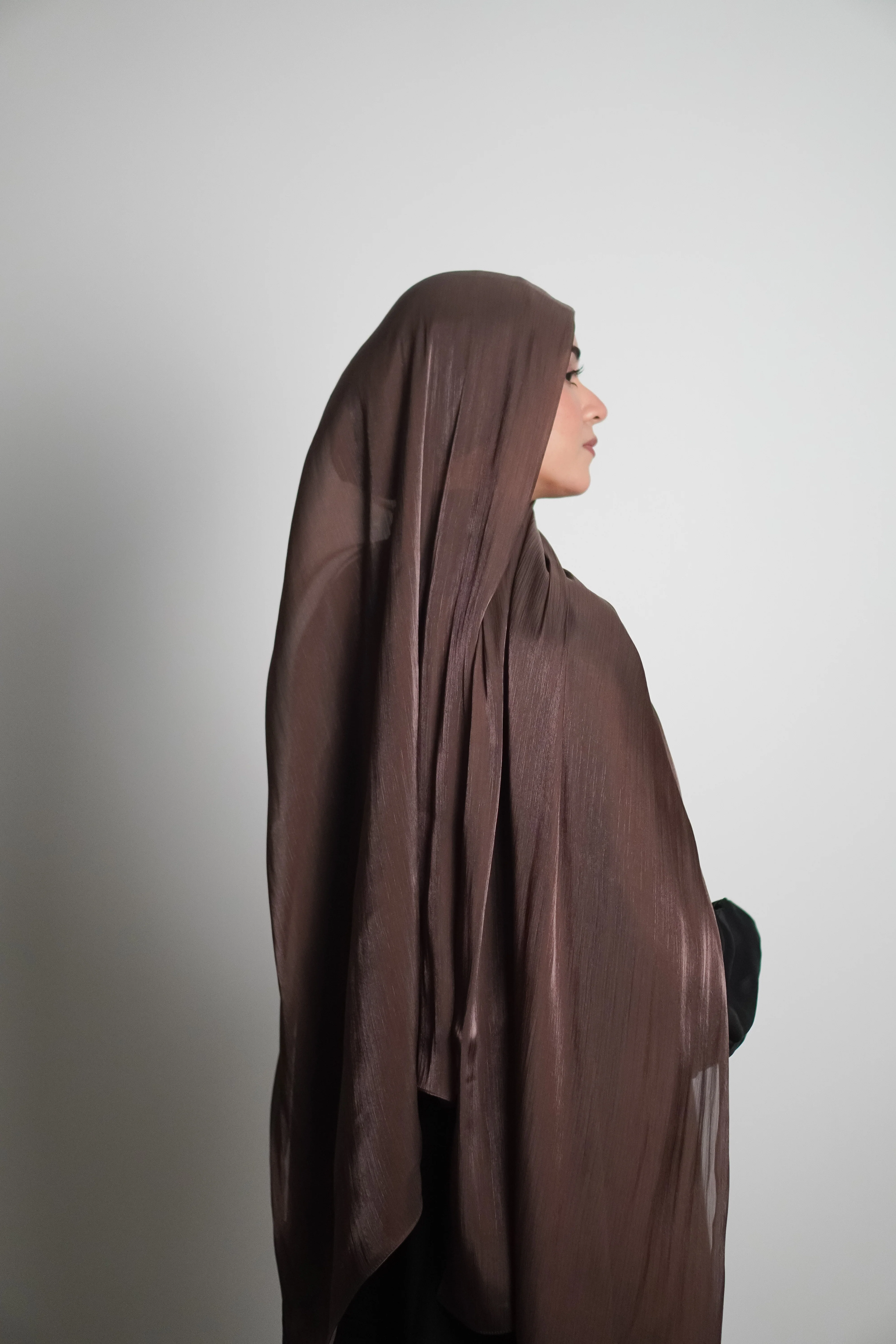 Premium Organza Hijab - Cocoa Brown - Image 4