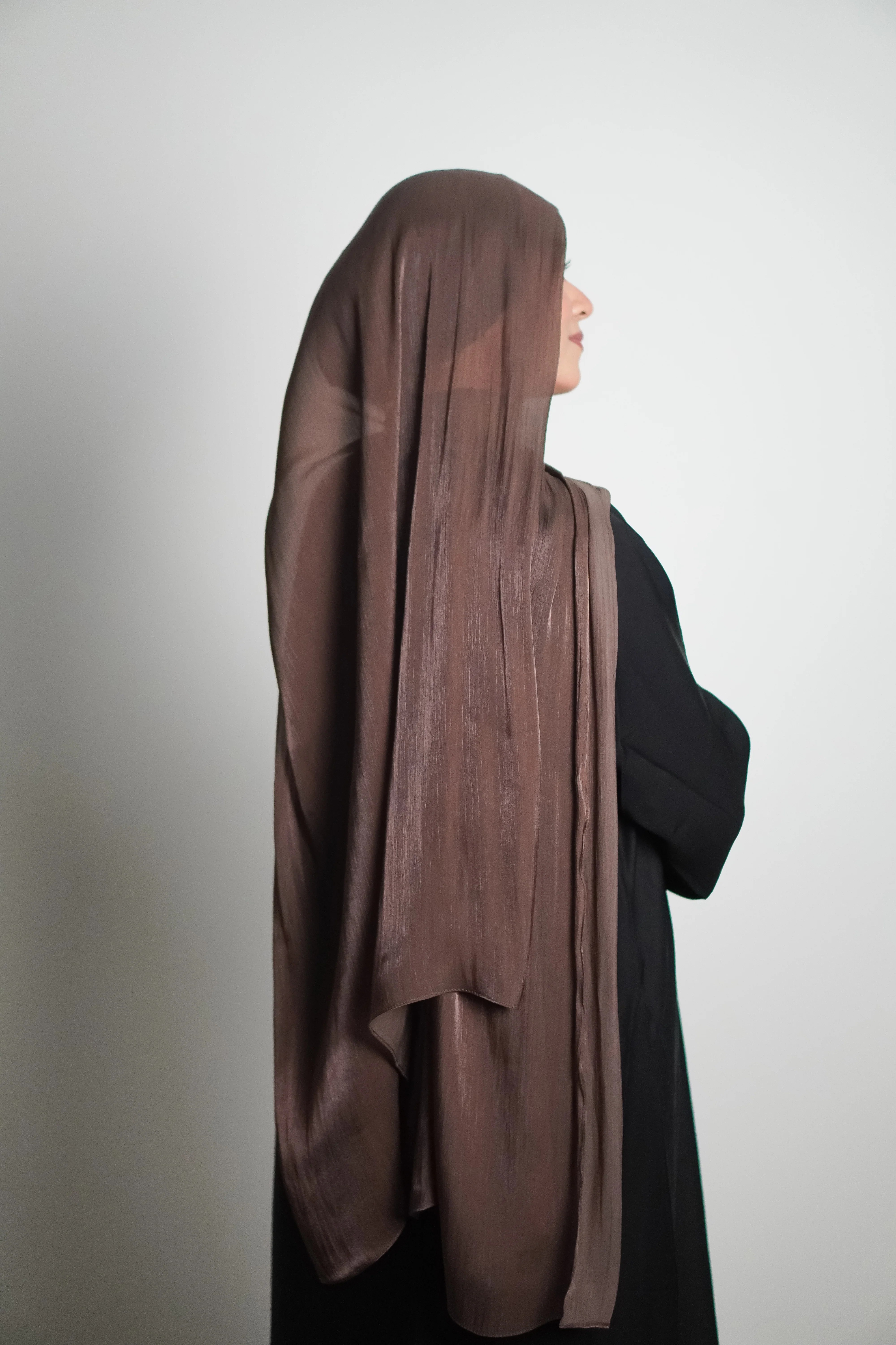 Premium Organza Hijab - Cocoa Brown - Image 6