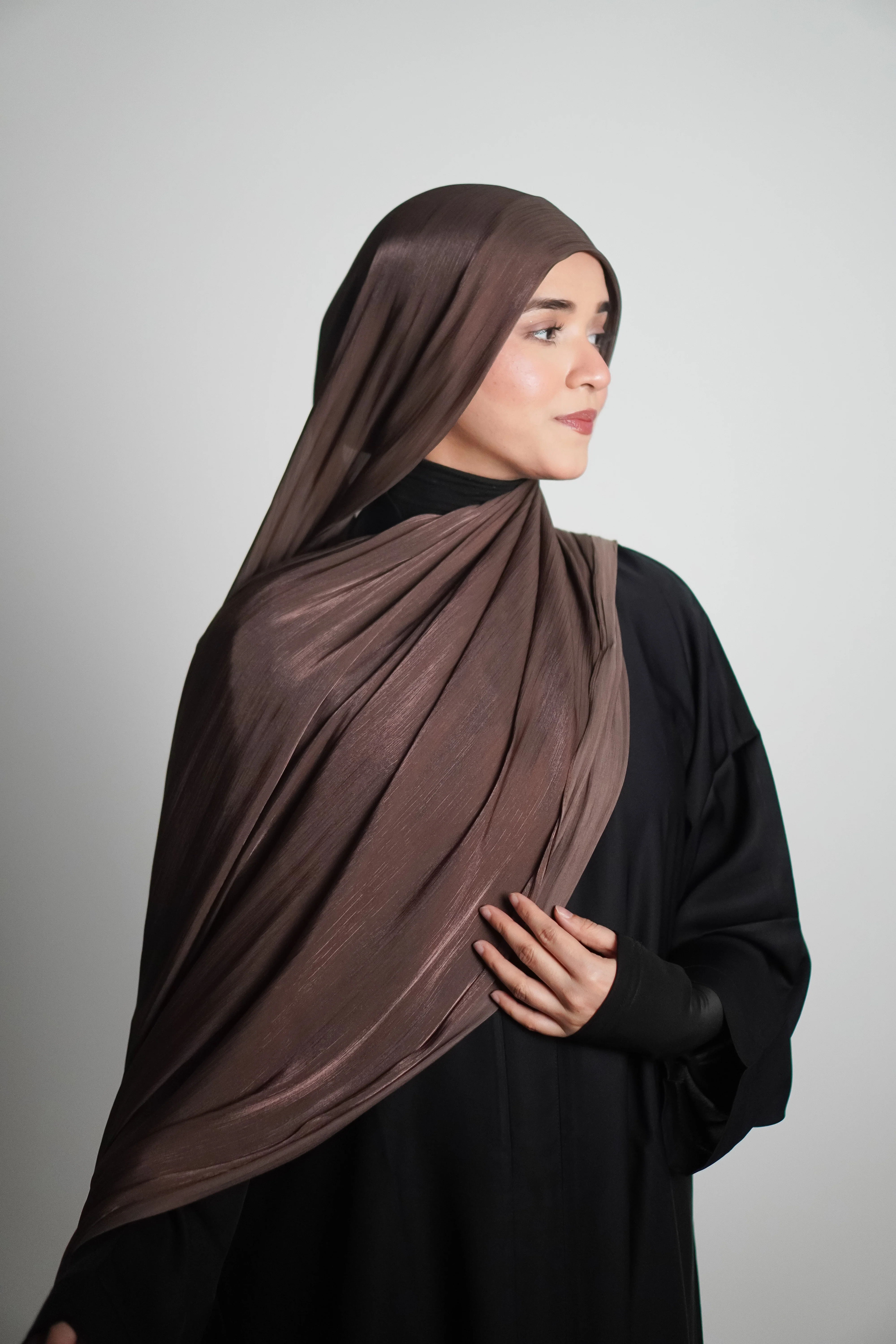Premium Organza Hijab - Cocoa Brown - Image 8