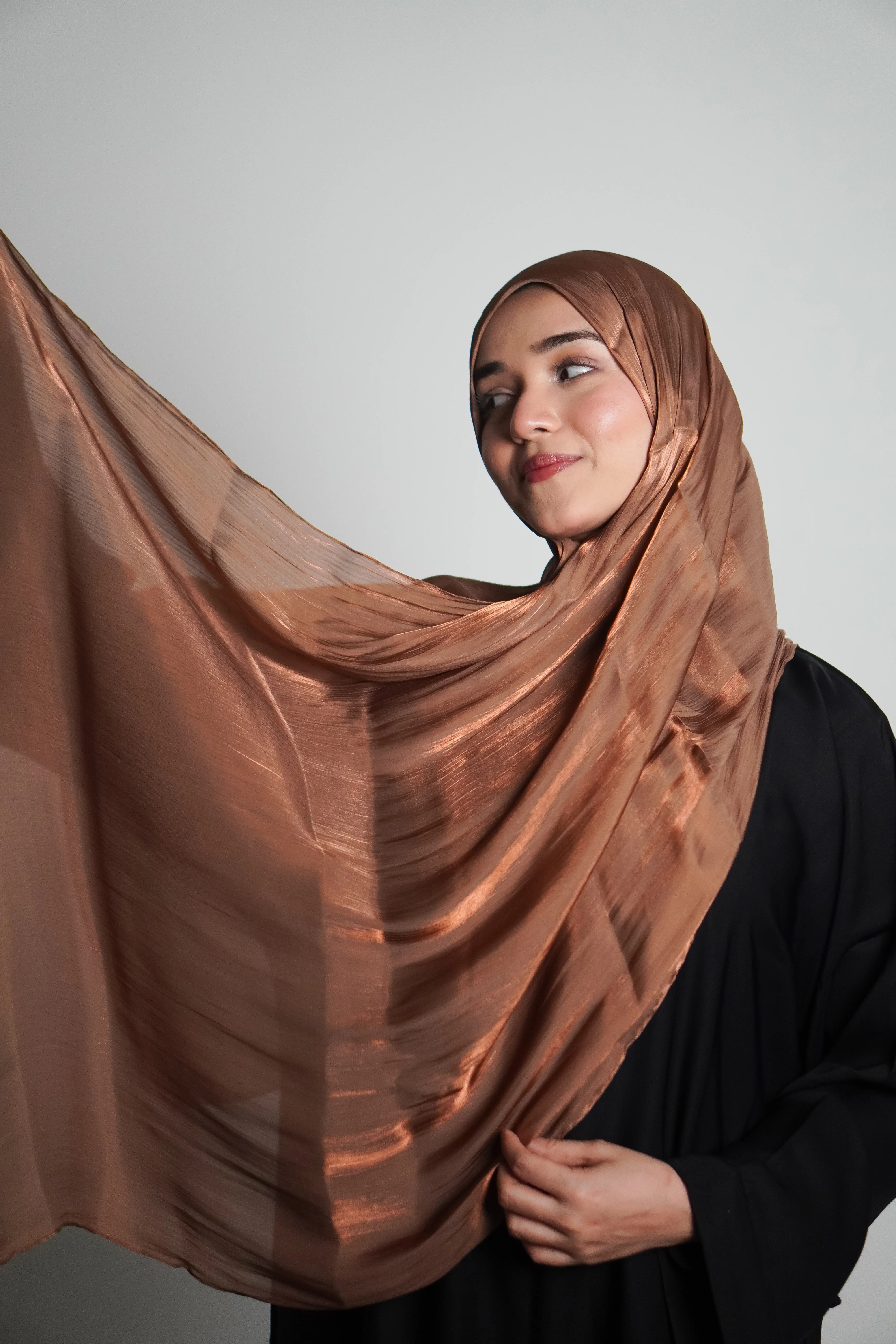 Premium Organza Hijab - Caramel Brown - Image 3