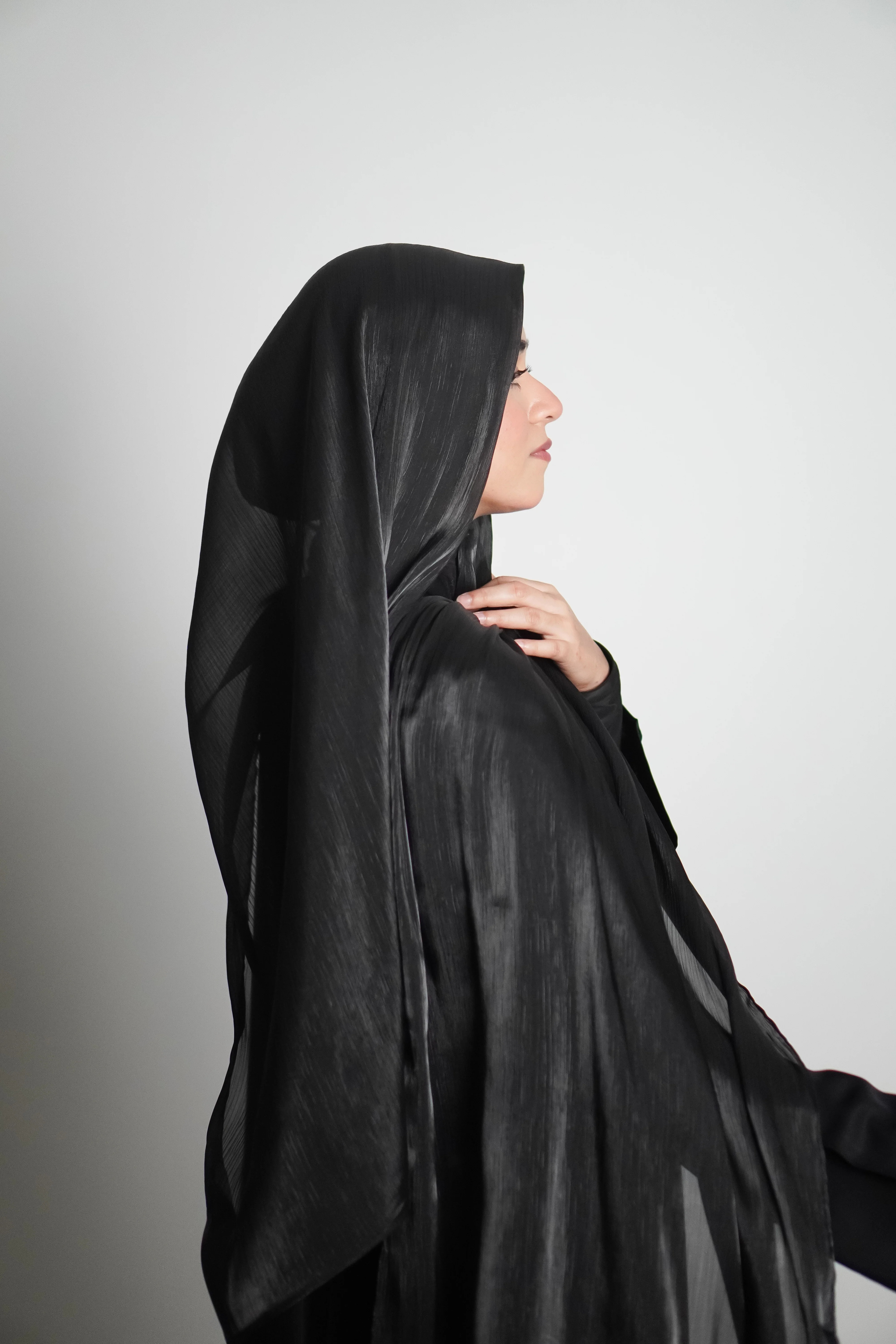 Premium Organza Hijab - Midnight Black - Image 10
