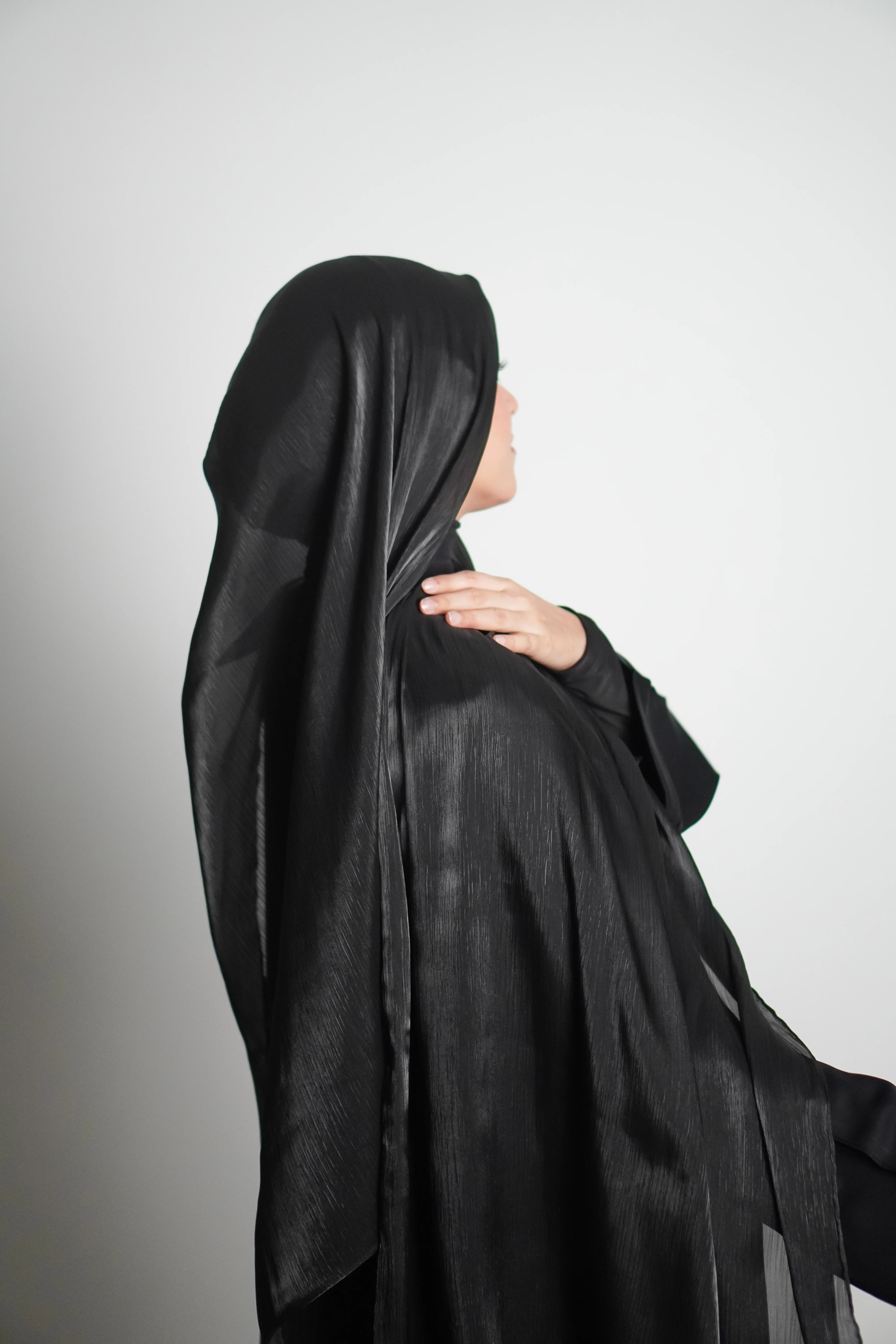 Premium Organza Hijab - Midnight Black - Image 3