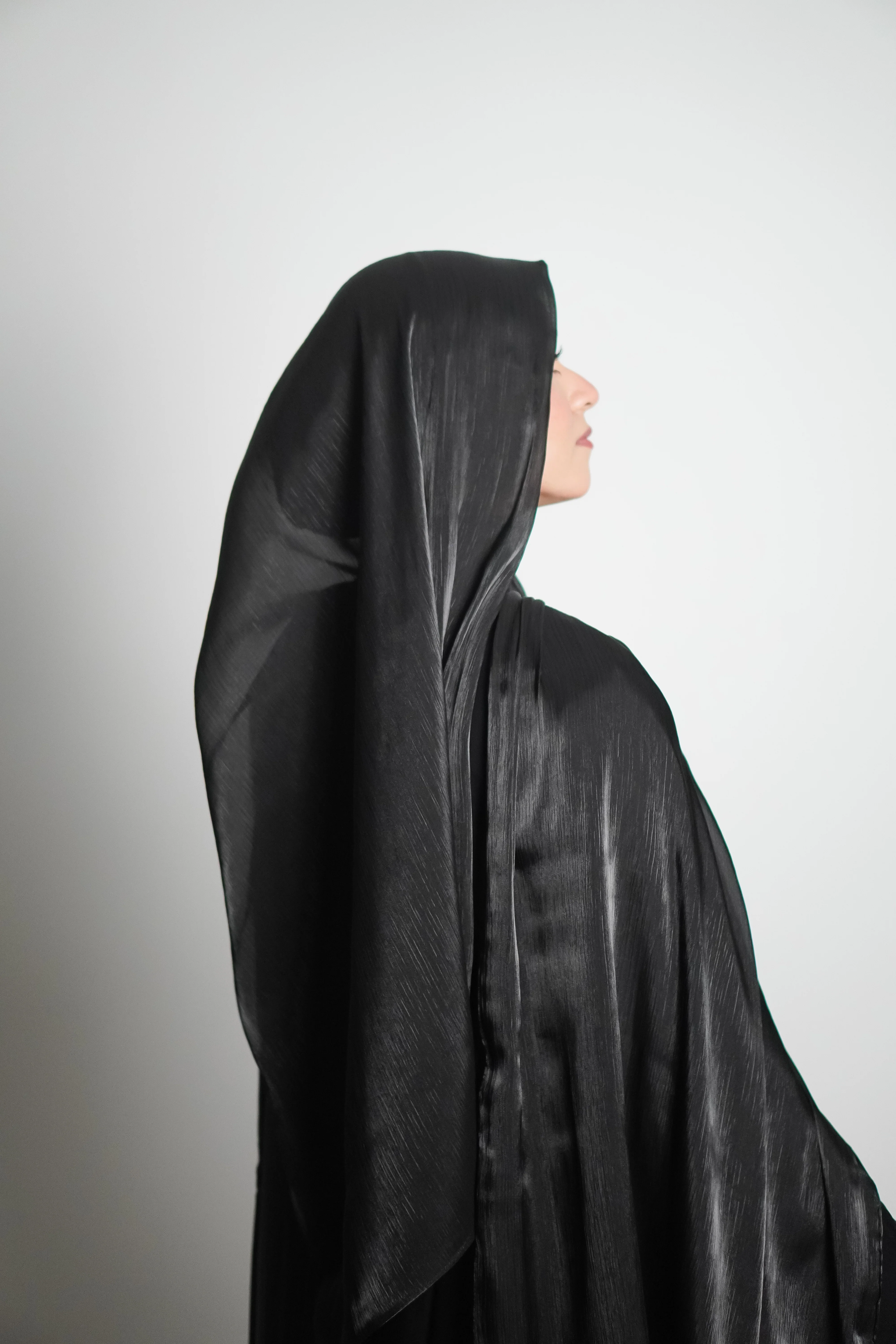Premium Organza Hijab - Midnight Black - Image 5