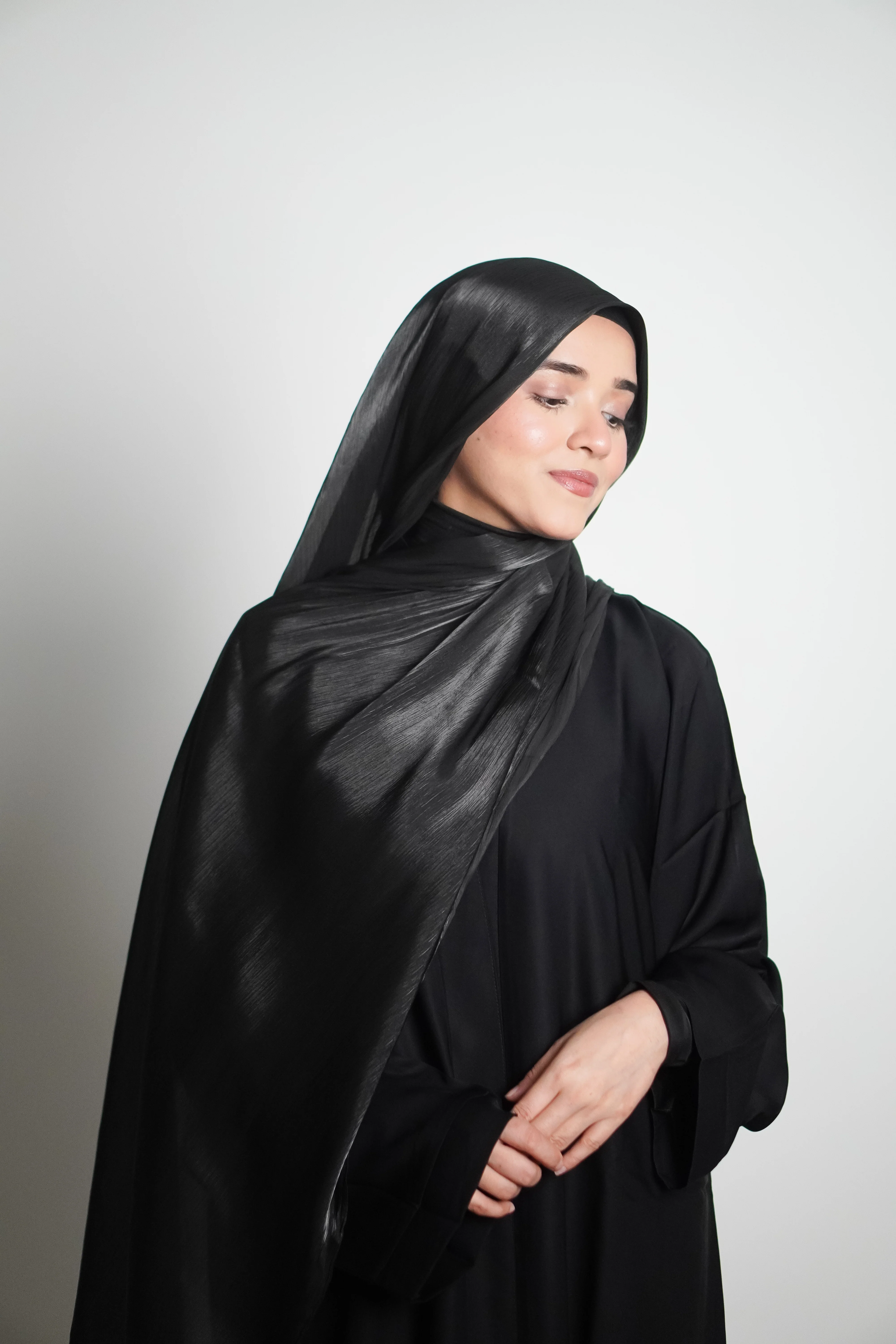 Premium Organza Hijab - Midnight Black - Image 7