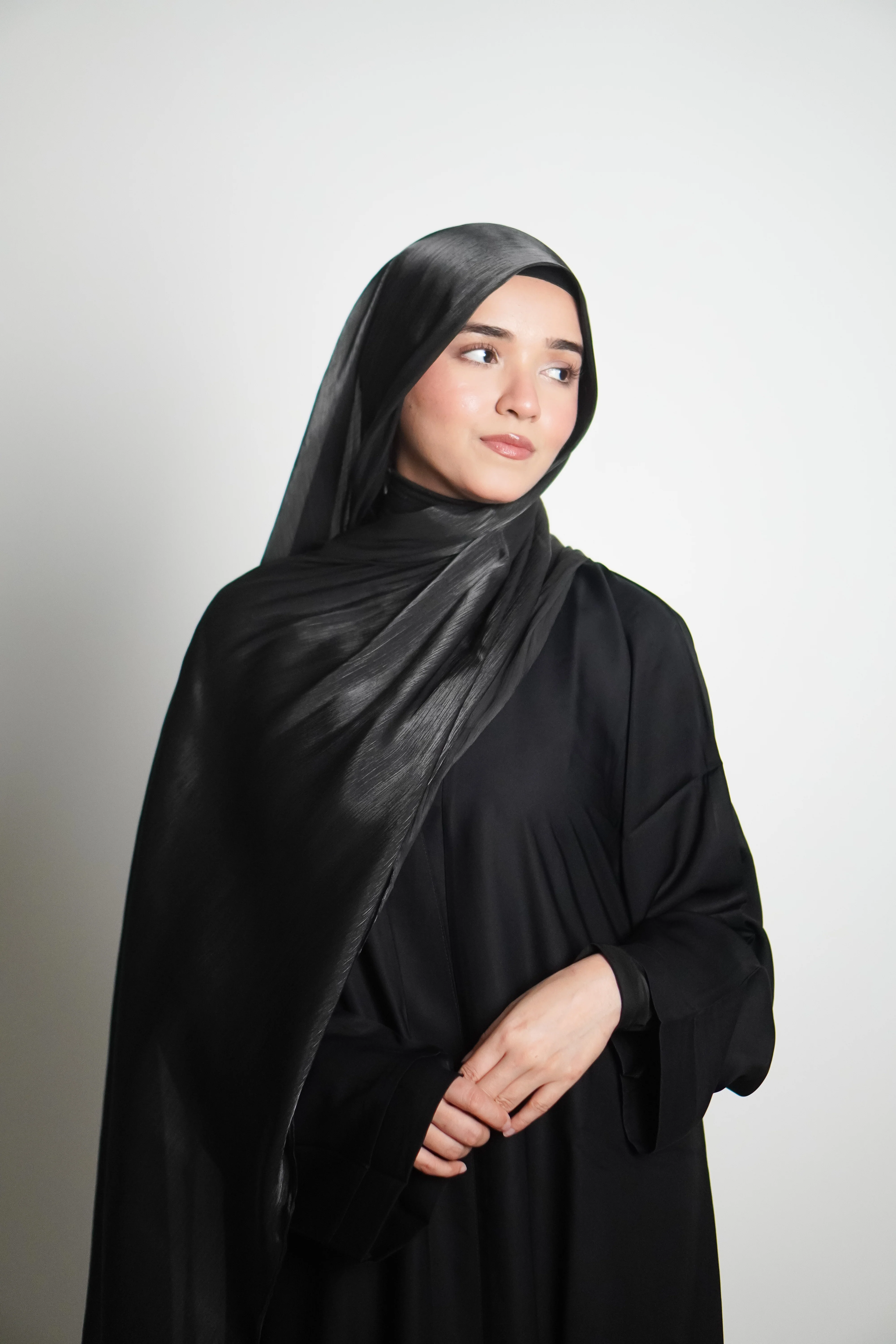 Premium Organza Hijab - Midnight Black - Image 8