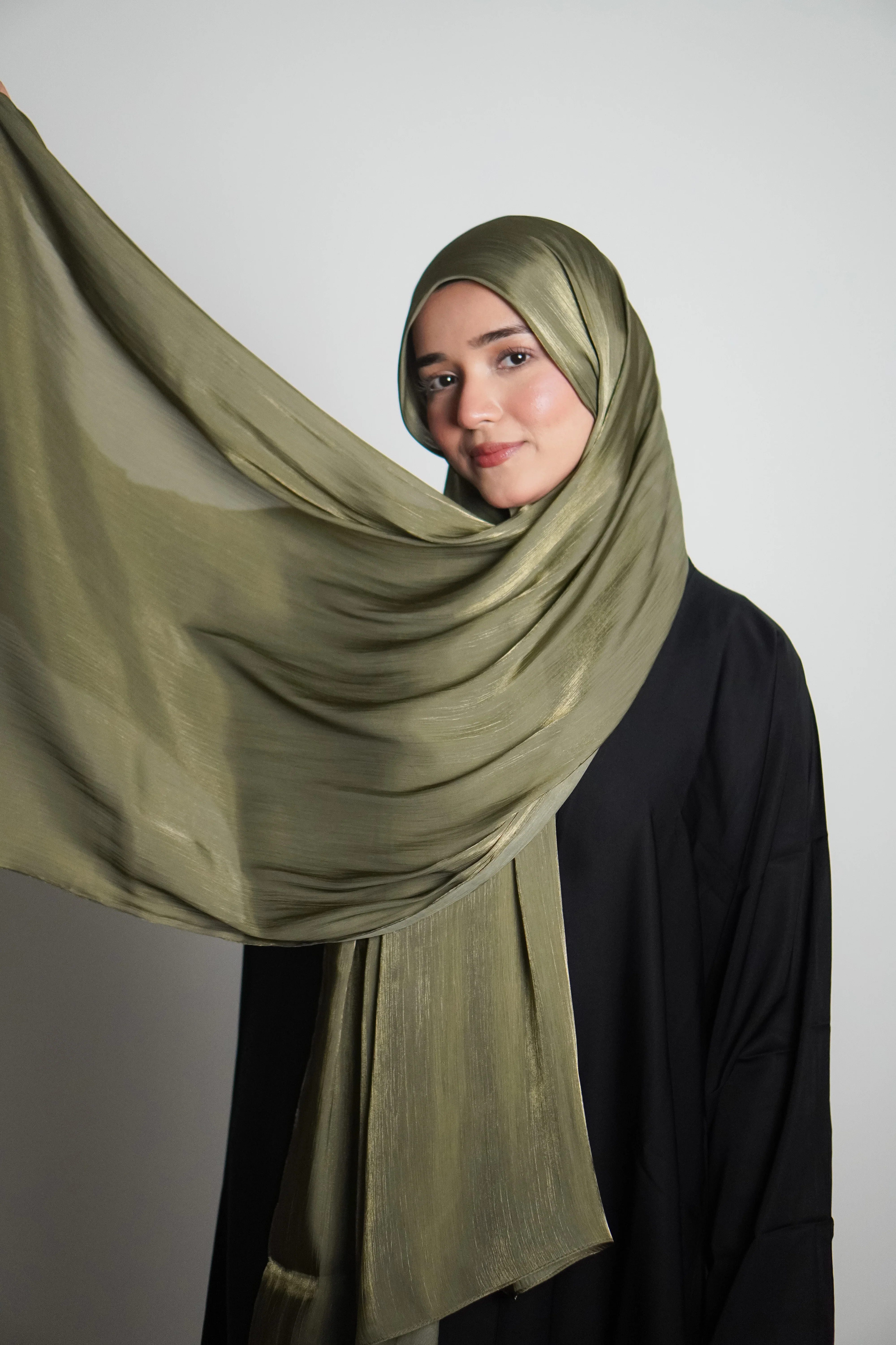 Premium Organza Hijab - Olive Green - Image 3