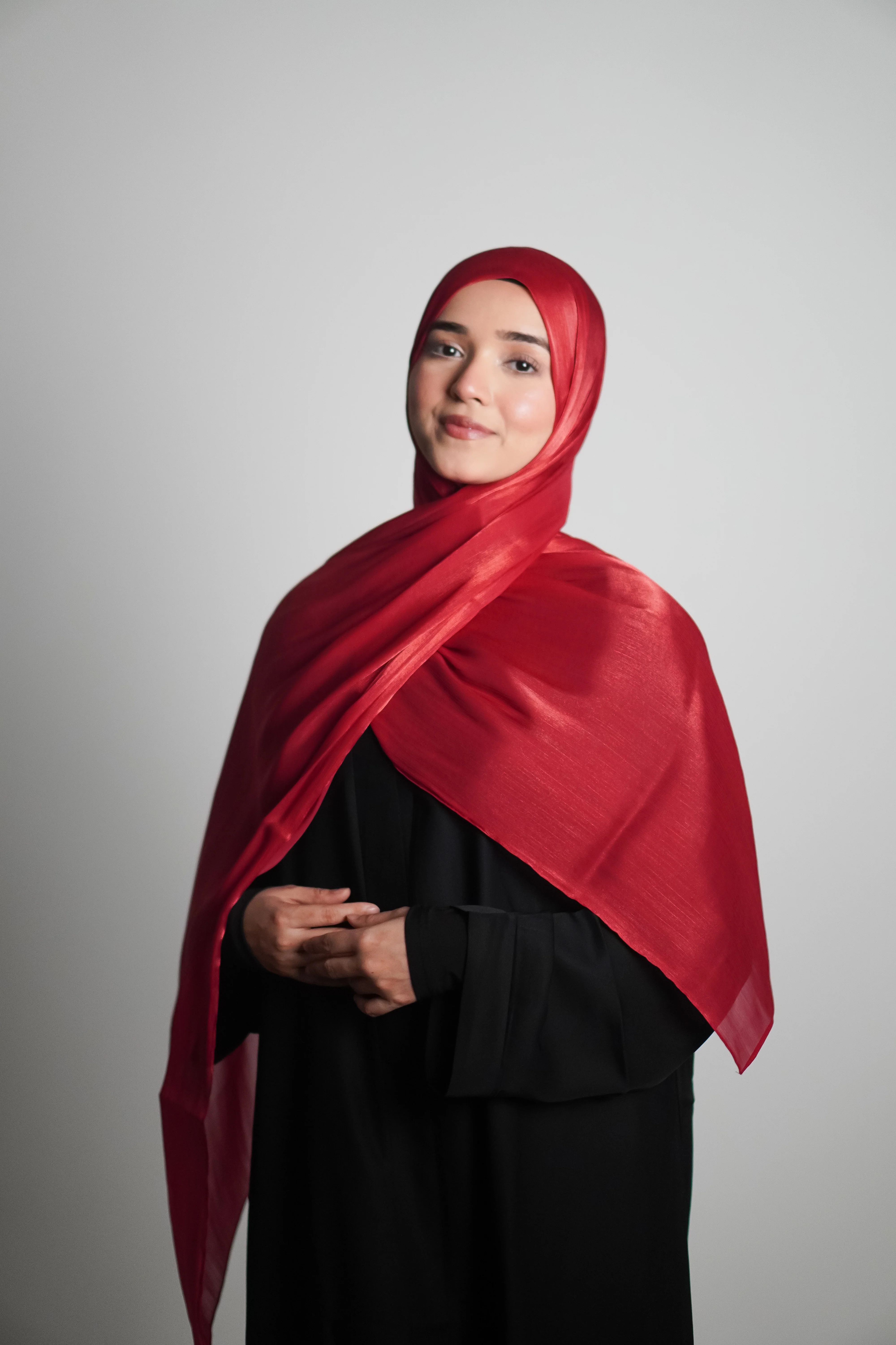Premium Organza Hijab - Cherry Red - Image 3