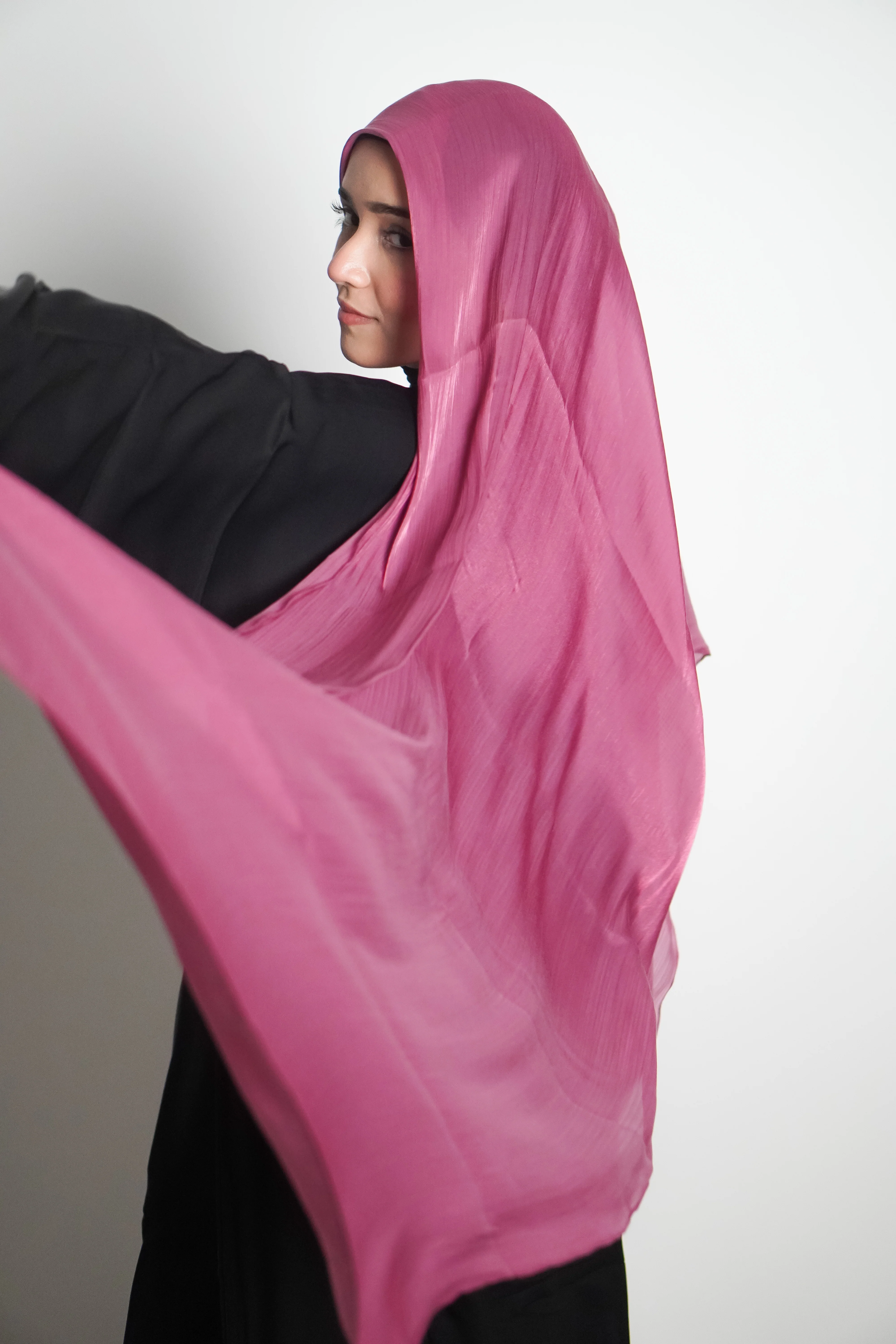 Premium Organza Hijab - Rose Pink - Image 10