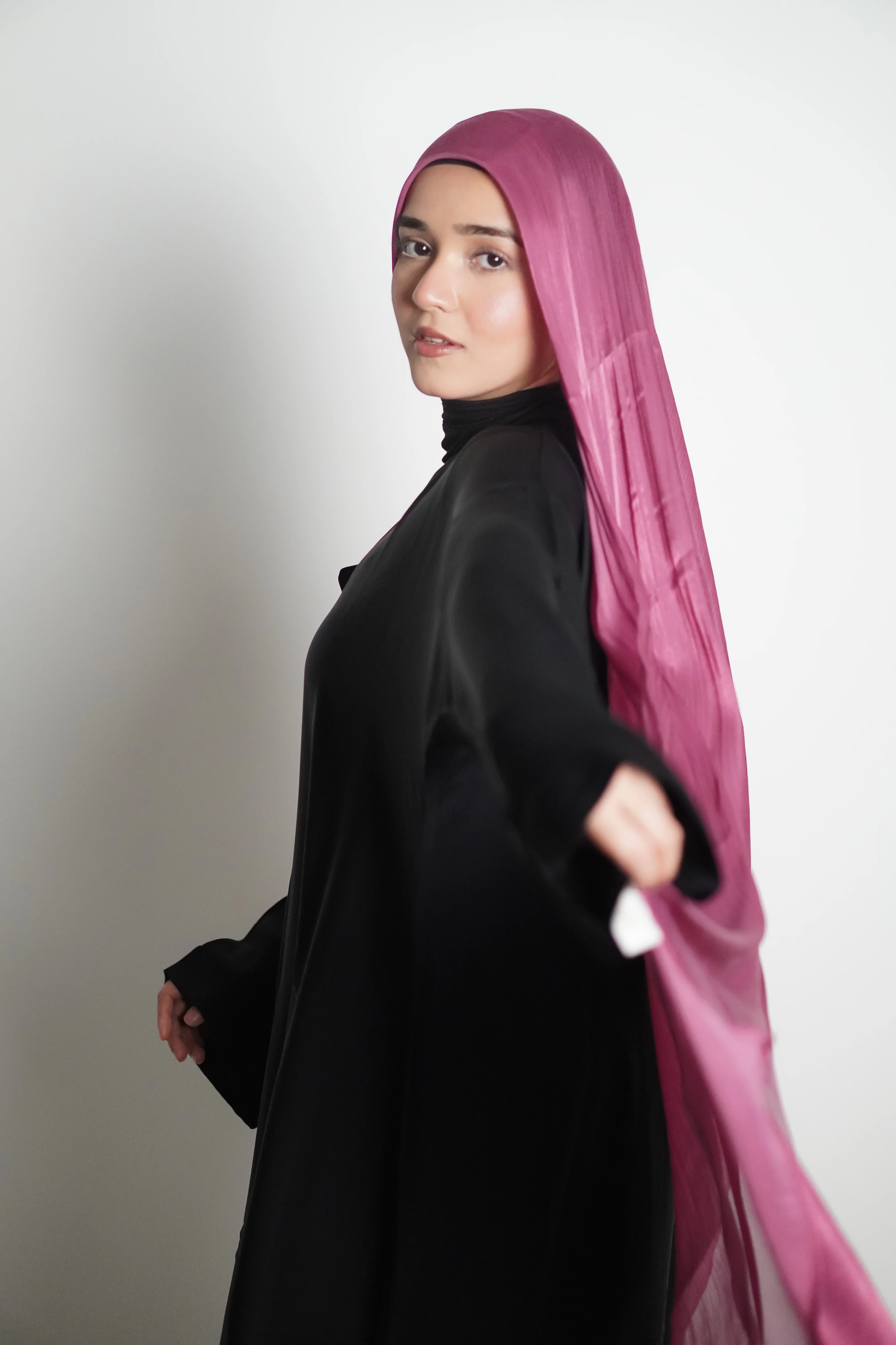 Premium Organza Hijab - Rose Pink - Image 5