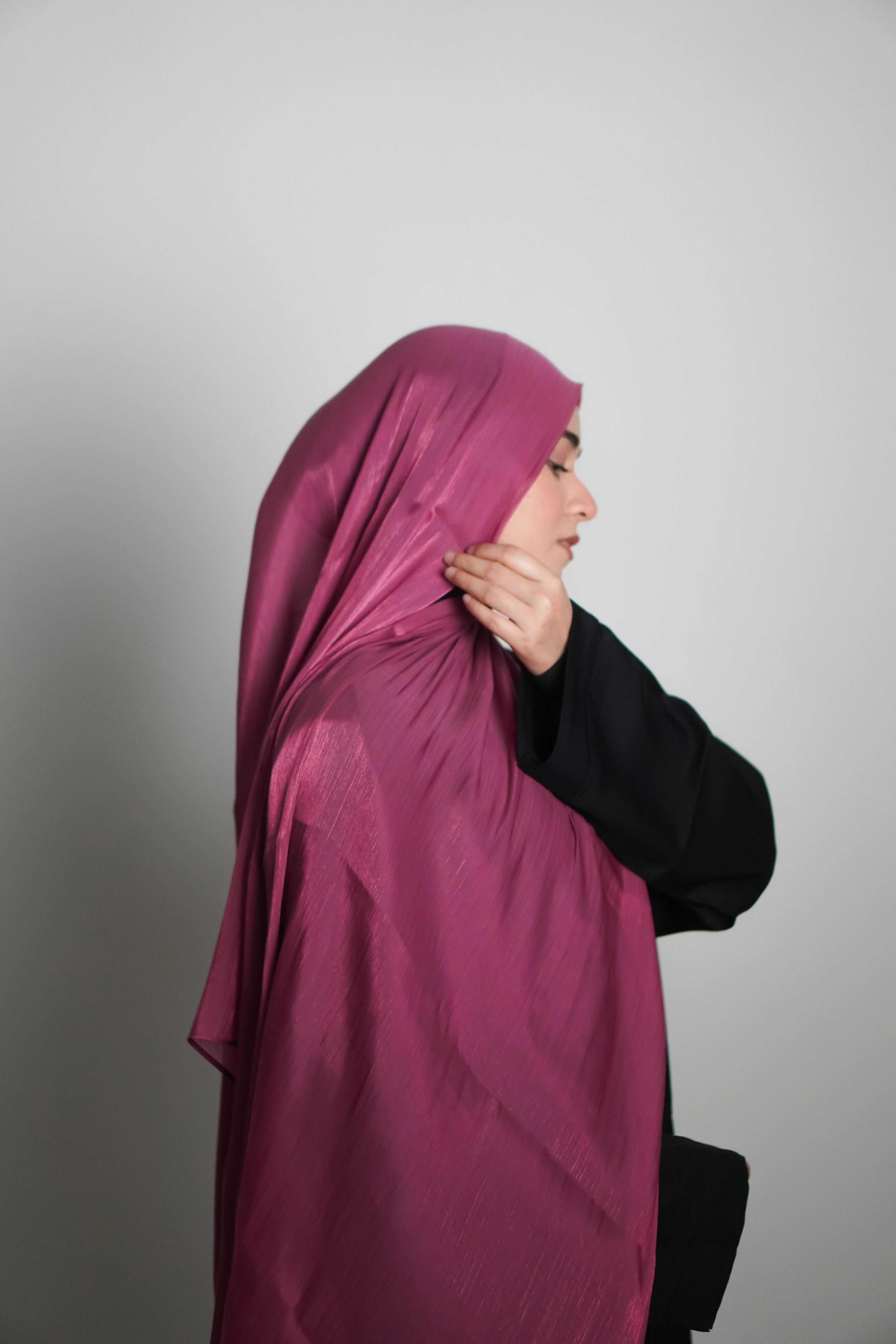 Premium Organza Hijab - Rose Pink - Image 6