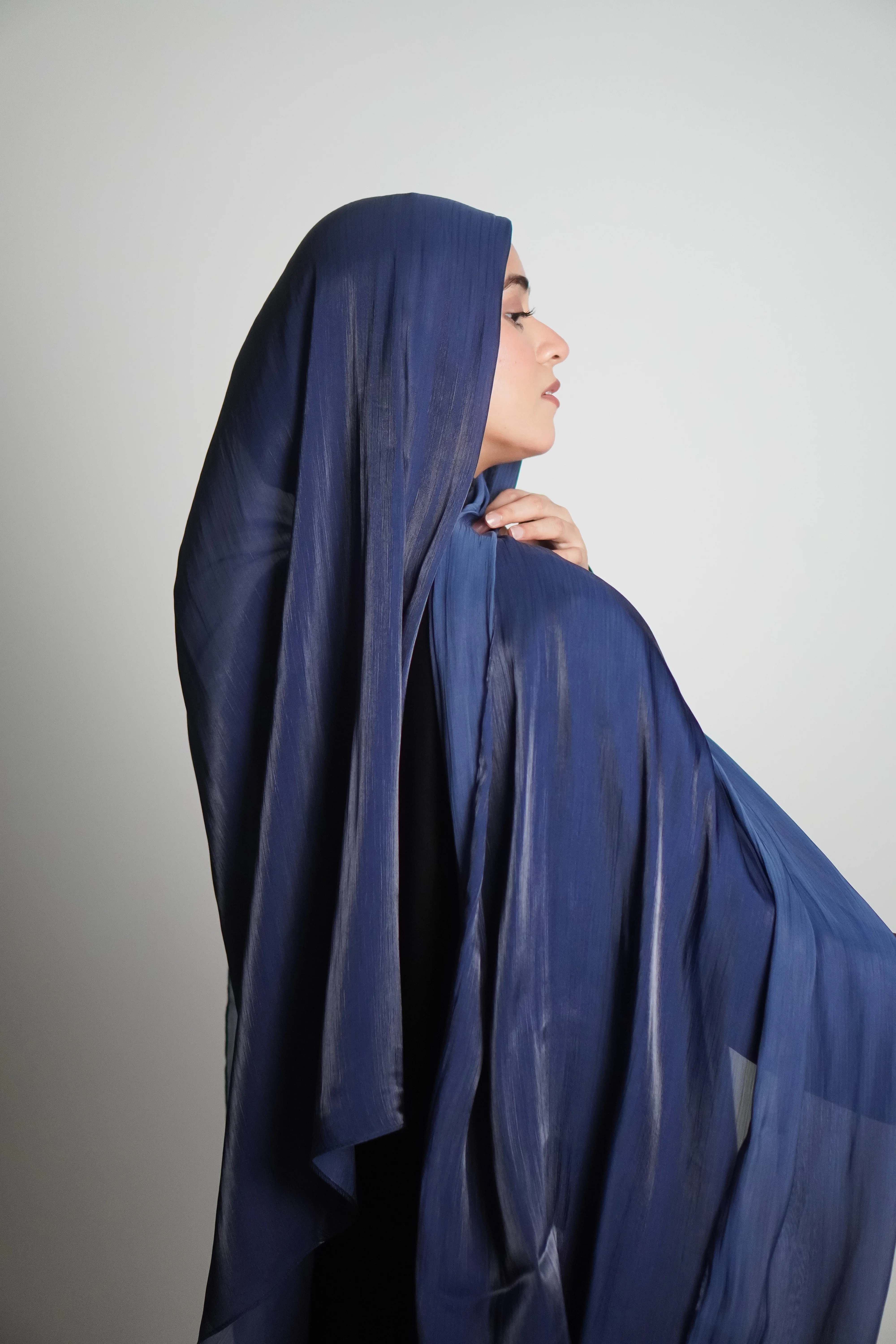 Premium Organza Hijab - Royal Blue - Image 15