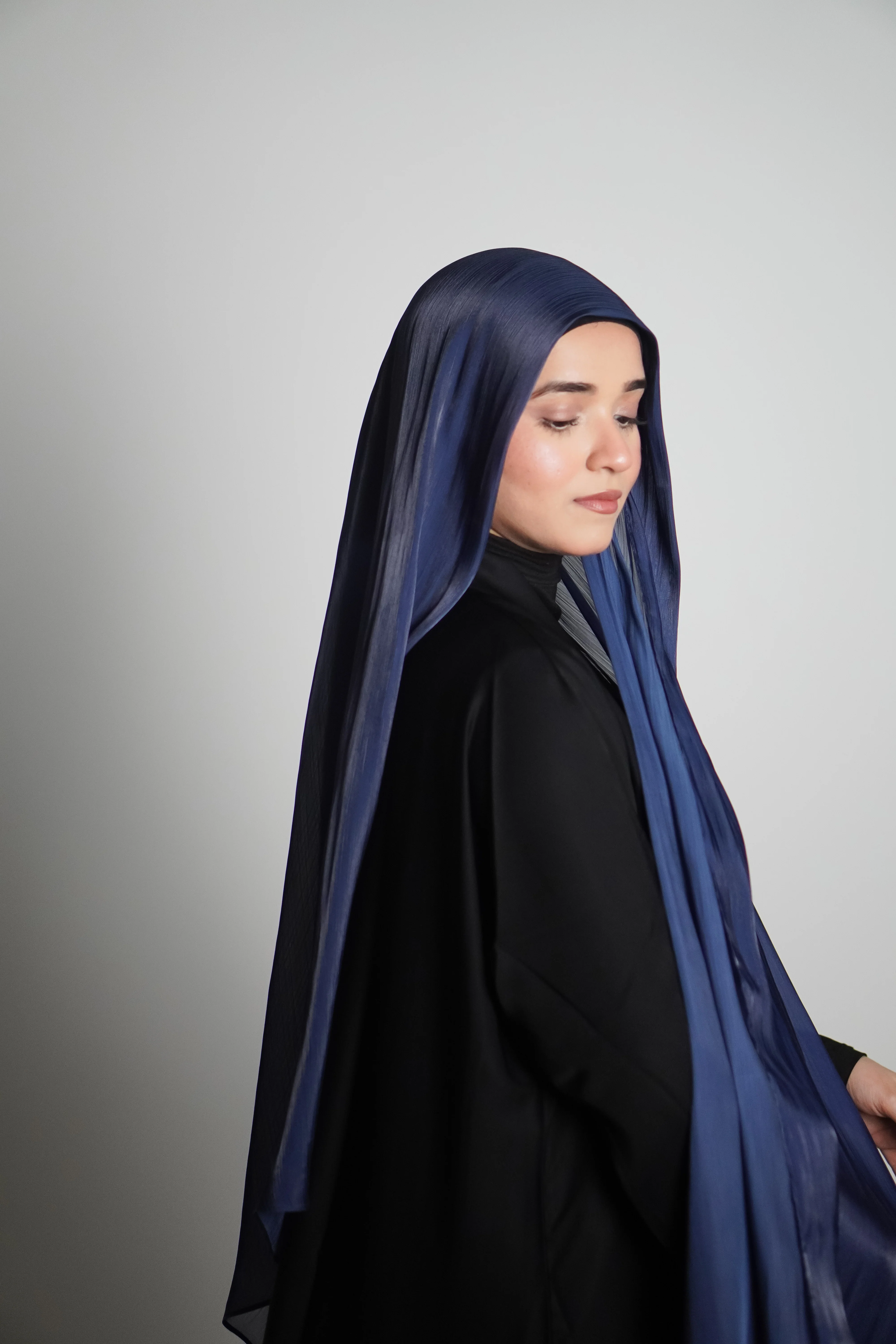 Premium Organza Hijab - Royal Blue - Image 4